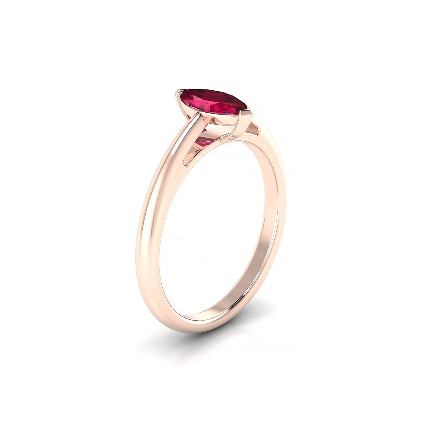 Treasure | 18k Rose Gold 8 x 4 mm Marquise Ruby Ring