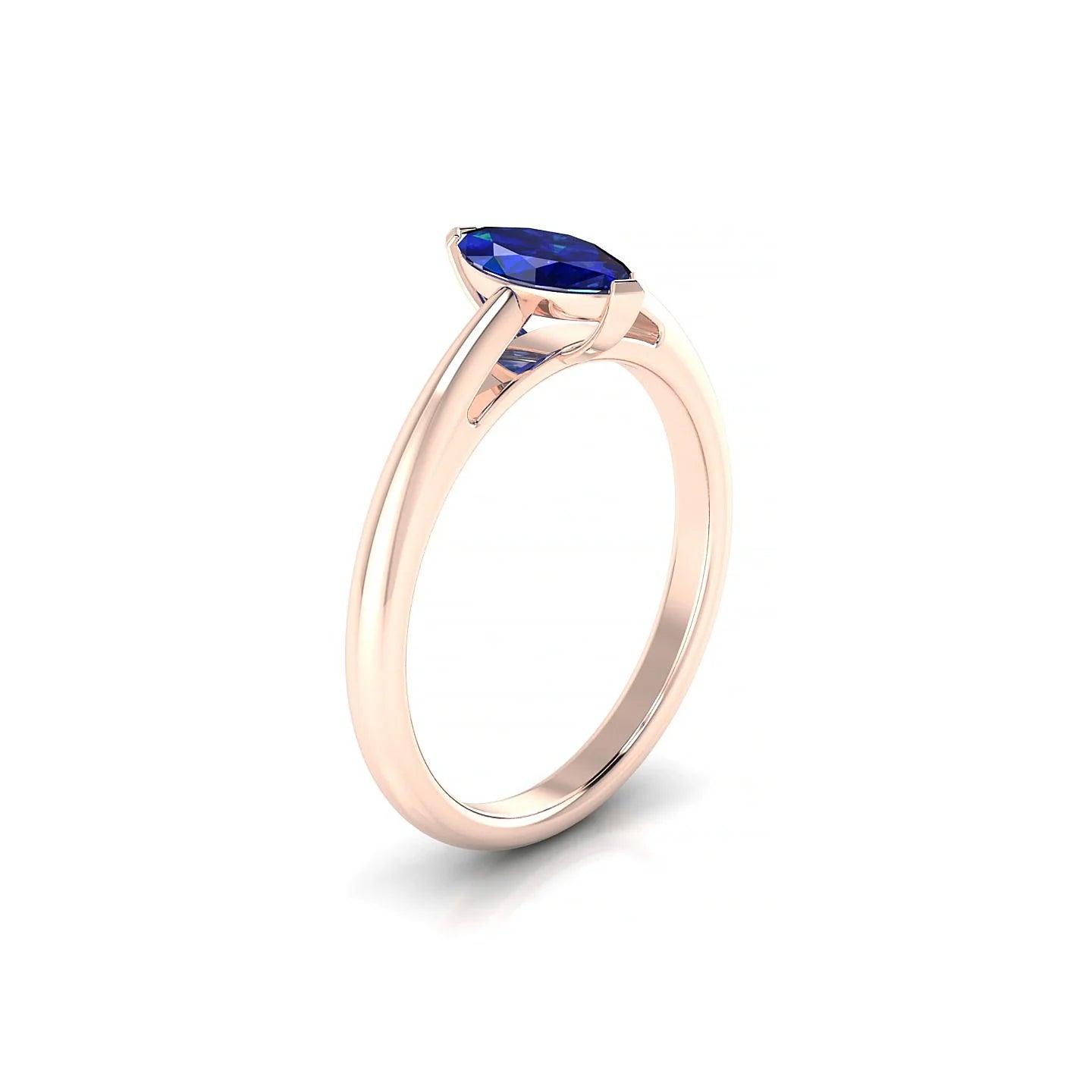 Treasure | 18k Rose Gold 8 x 4 mm Marquise Sapphire Ring