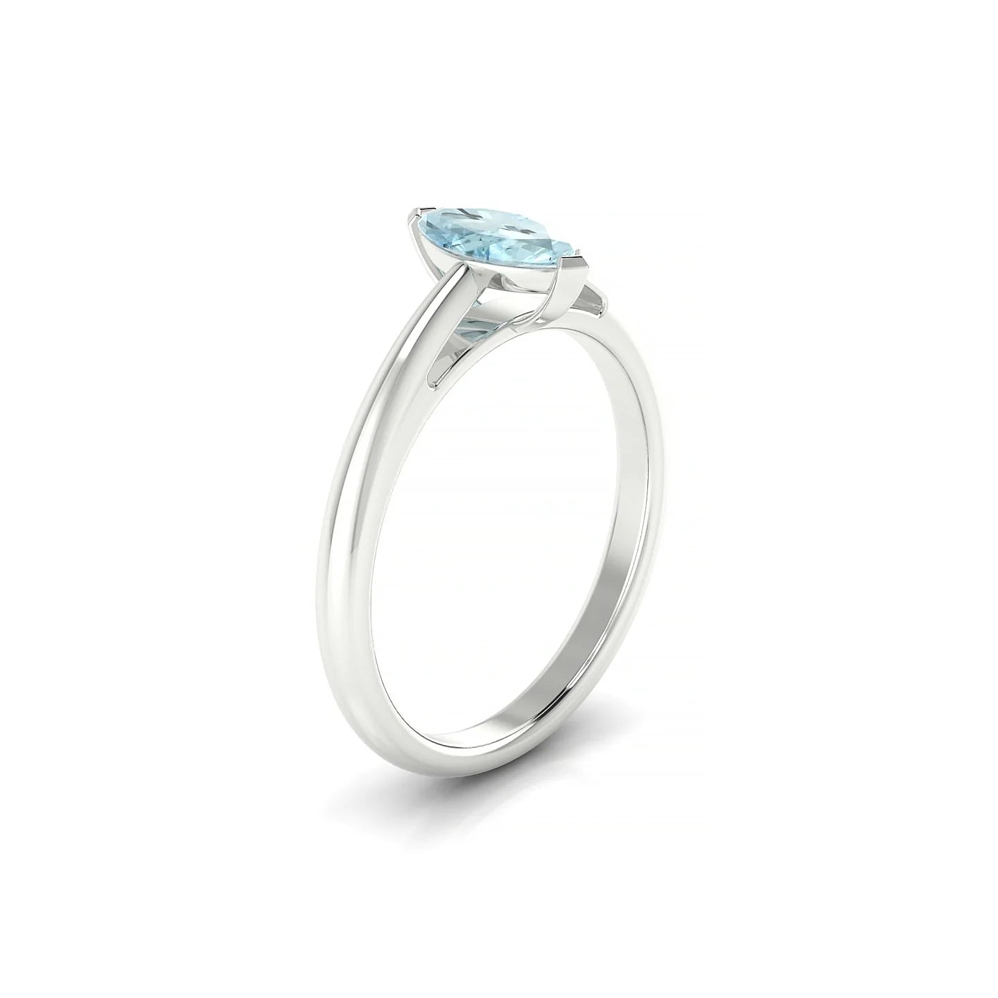Treasure | 18k White Gold 8 x 4 mm Marquise Aquamarine Ring