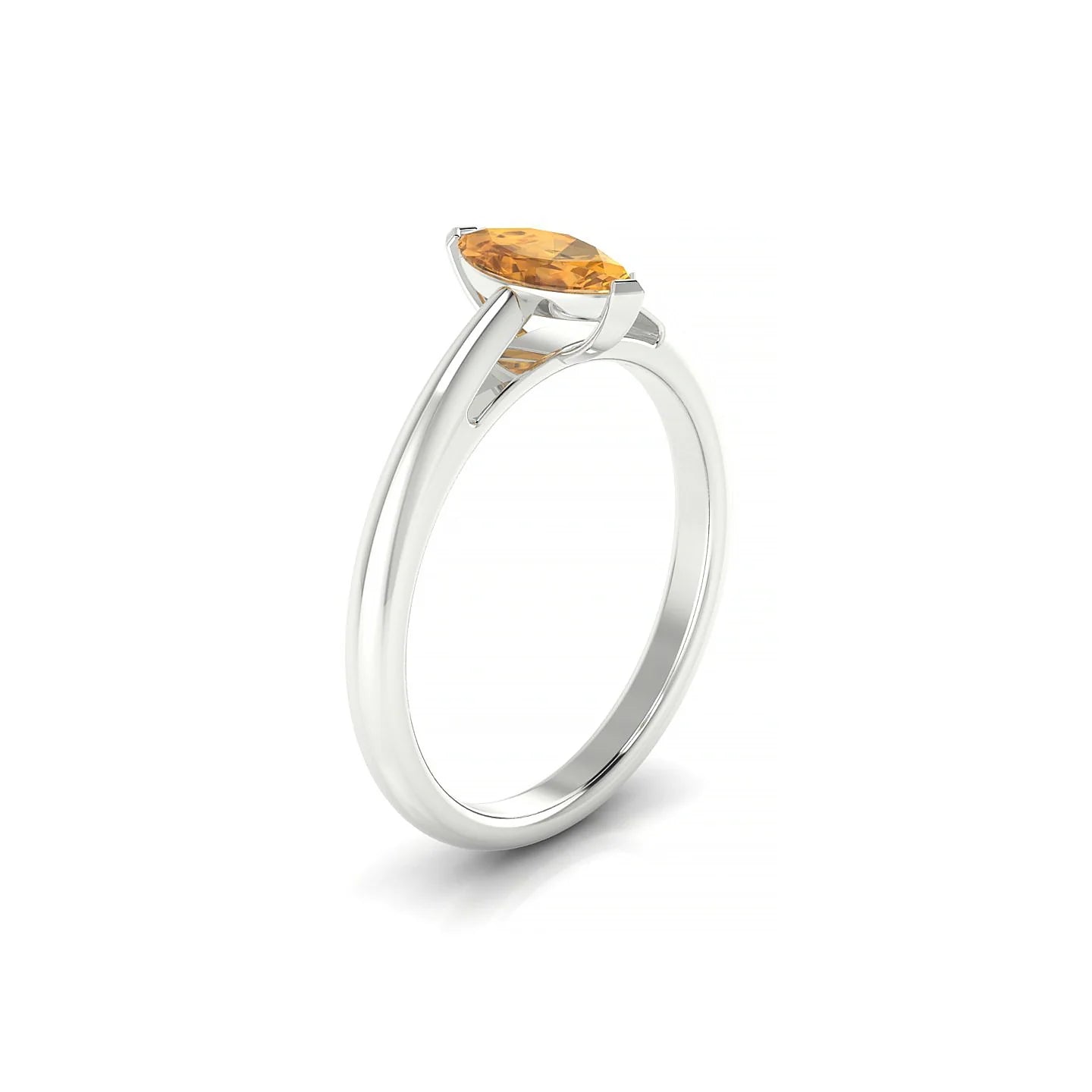 Treasure | 18k White Gold 8 x 4 mm Marquise Citrine Ring