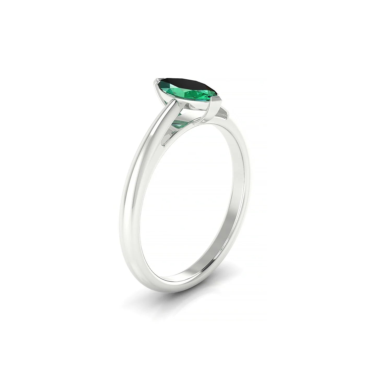 Treasure | 18k White Gold 8 x 4 mm Marquise Emerald Ring
