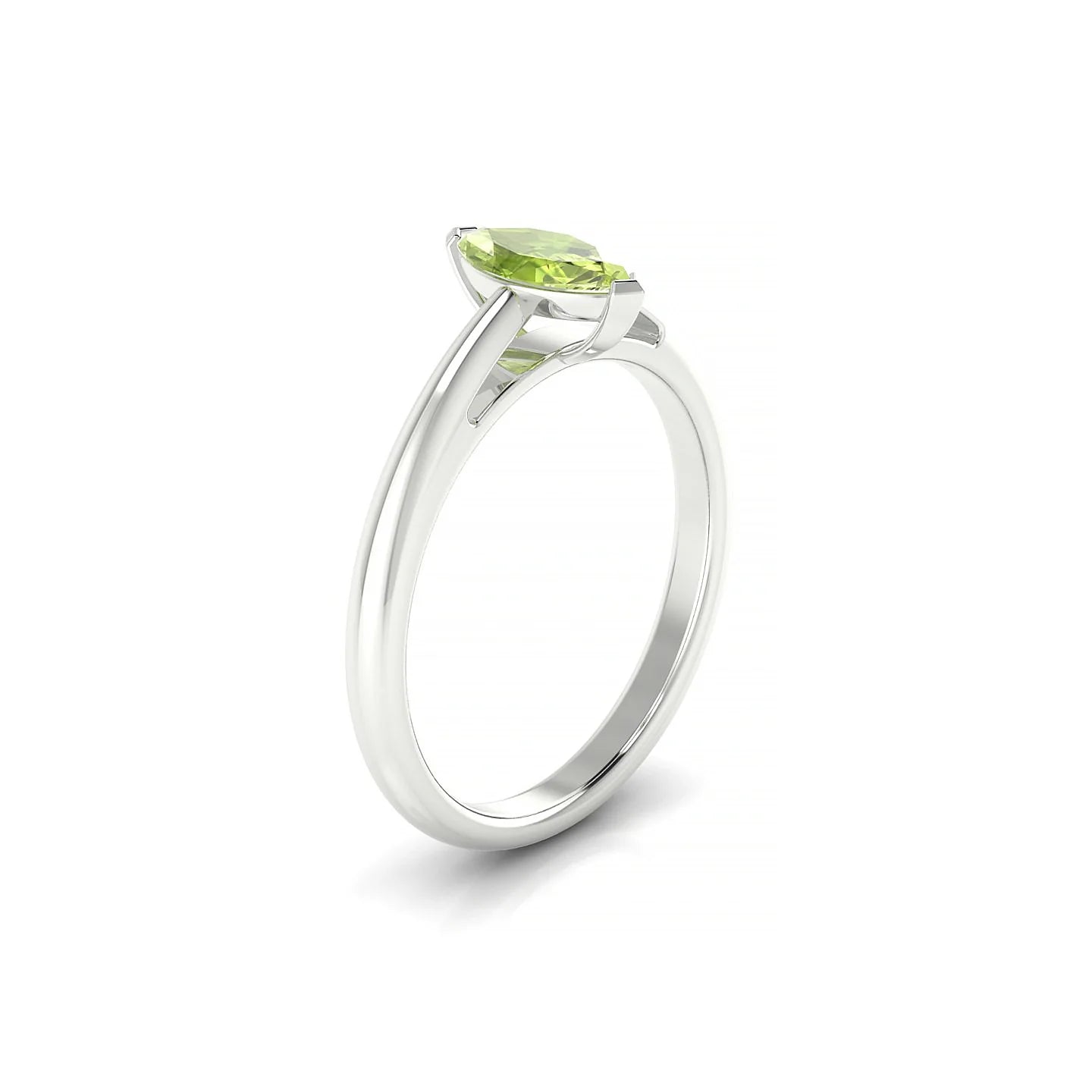 Treasure | 18k White Gold 8 x 4 mm Marquise Peridot Ring