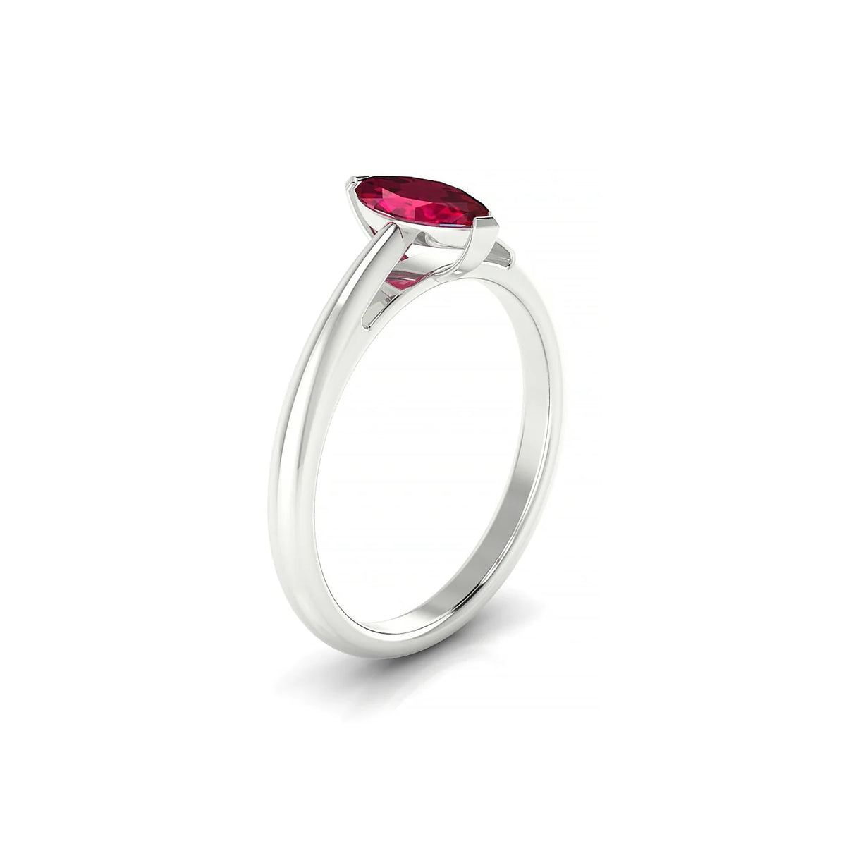 Treasure | 18k White Gold 8 x 4 mm Marquise Ruby Ring