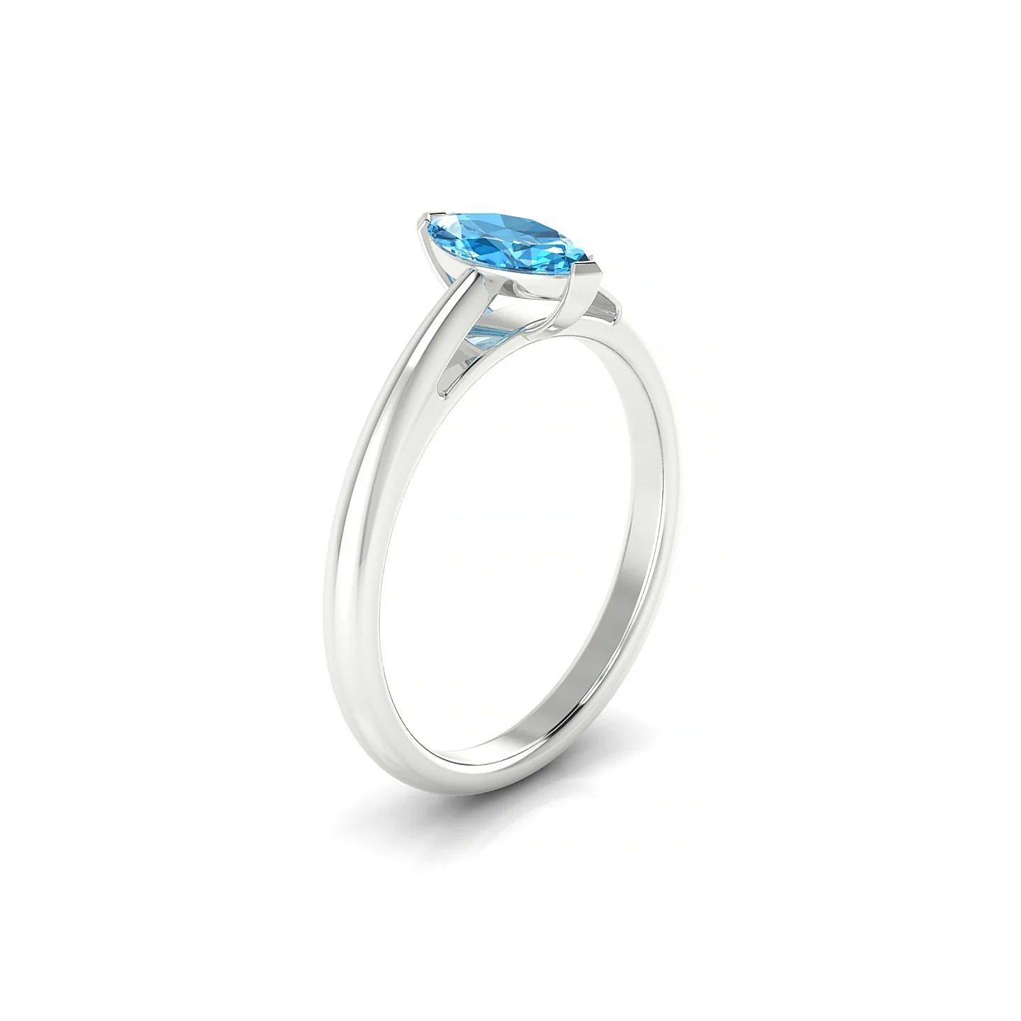 Treasure | 18k White Gold 8 x 4 mm Marquise Topaz Ring