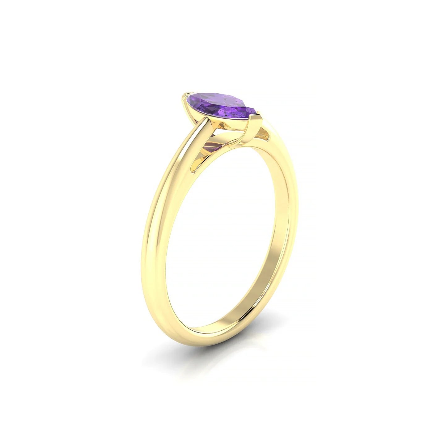Treasure | 18k Yellow Gold 8 x 4 mm Marquise Amethyst Ring