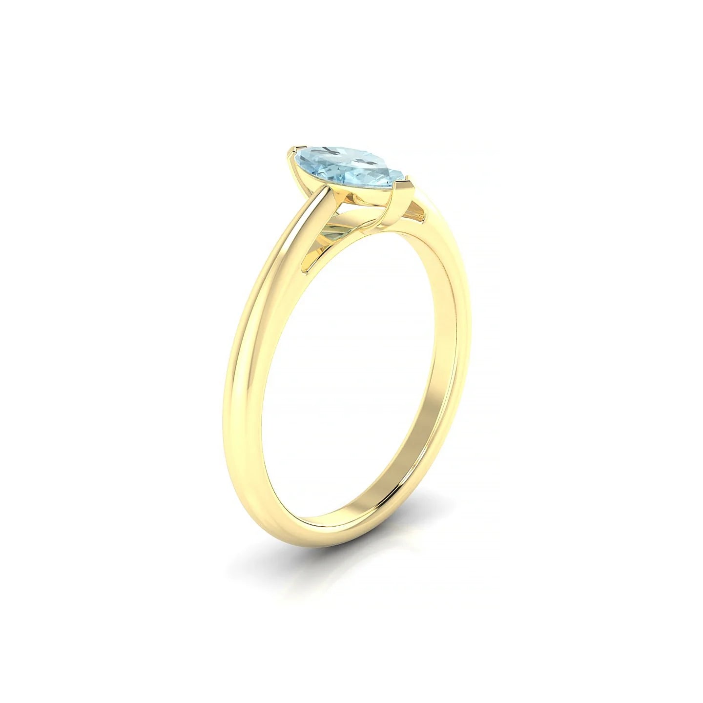 Treasure | 18k Yellow Gold 8 x 4 mm Marquise Aquamarine Ring