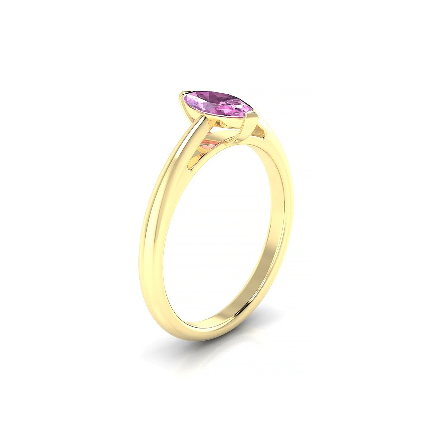 Treasure | 18k Yellow Gold 8 x 4 mm Marquise Pink Sapphire Ring