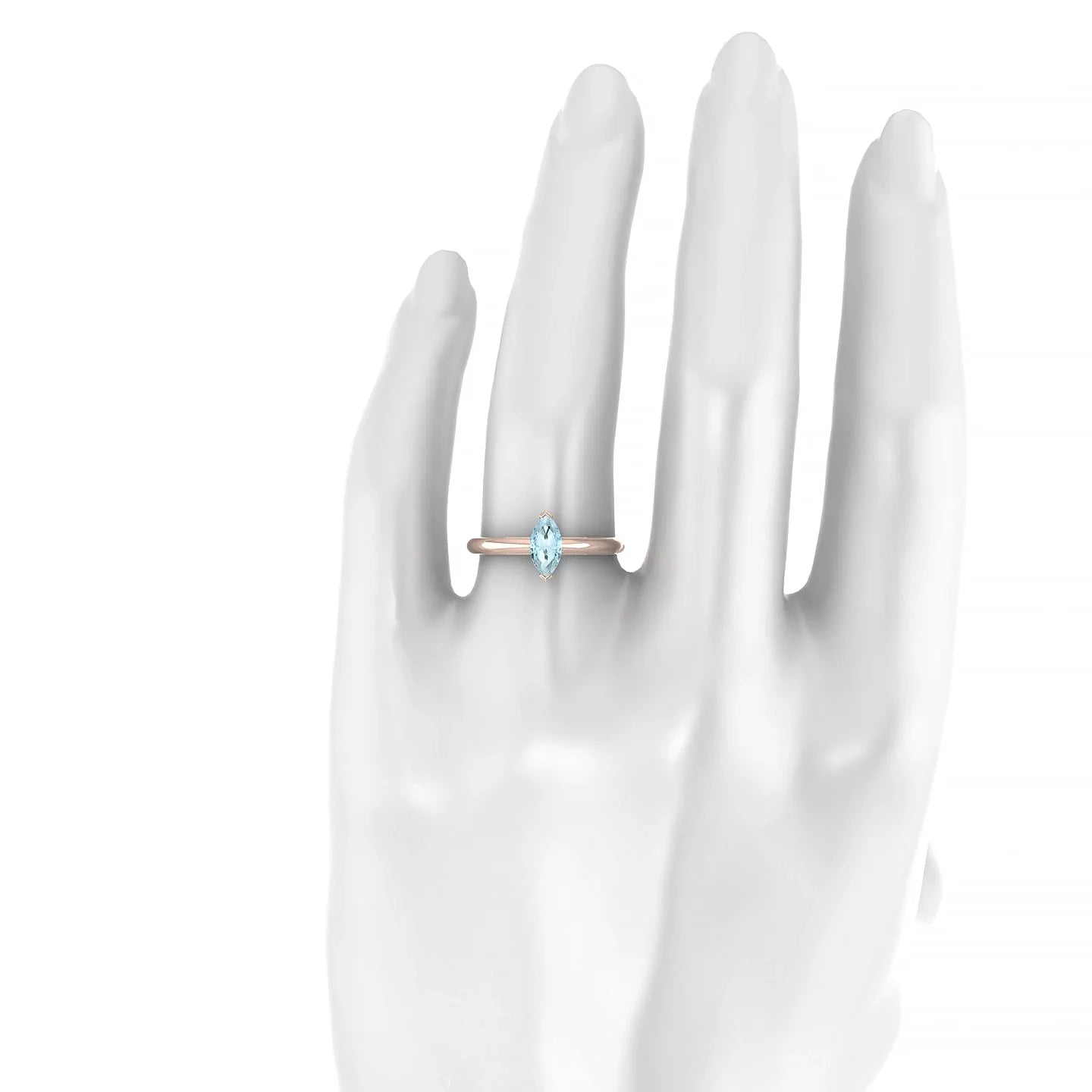 Treasure | 18k Rose Gold 8 x 4 mm Marquise Aquamarine Ring