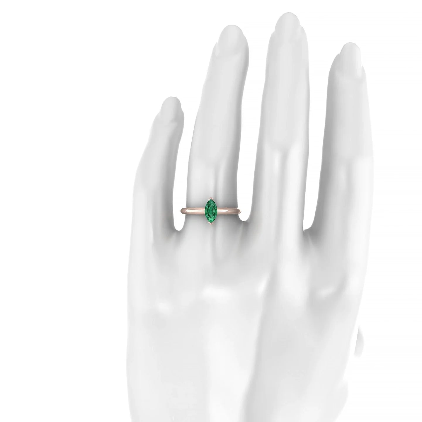 Treasure | 18k Rose Gold 8 x 4 mm Marquise Emerald Ring