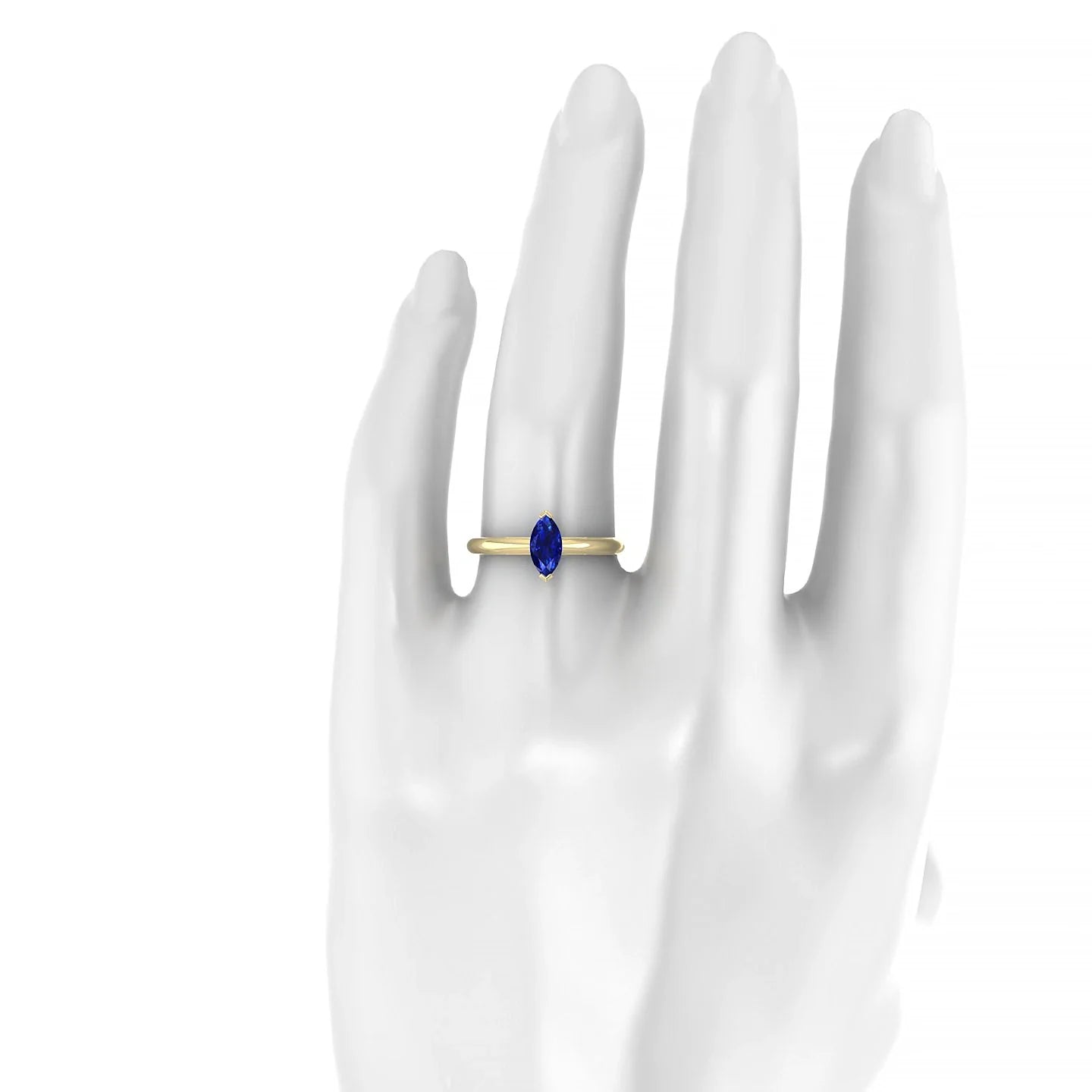 Treasure | 18k Yellow Gold 8 x 4 mm Marquise Sapphire Ring