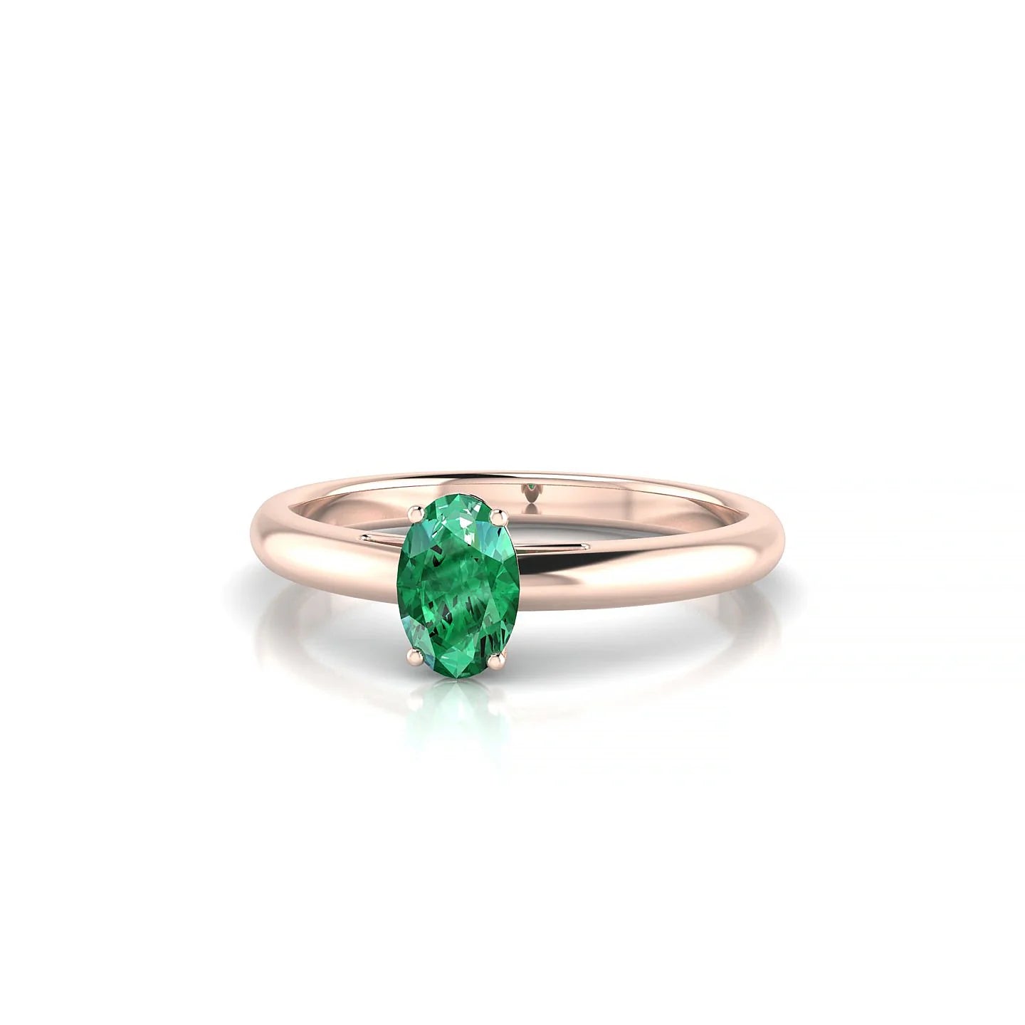 Treasure | 18k Rose Gold 6 x 4 mm Oval Emerald Ring