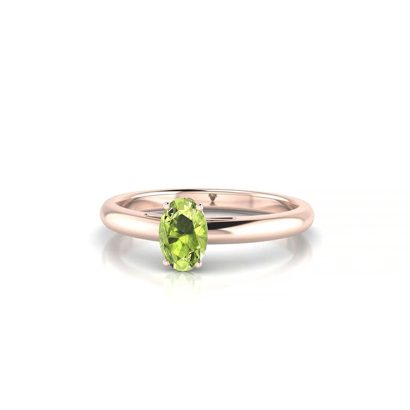 Treasure | 18k Rose Gold 6 x 4 mm Oval Peridot Ring