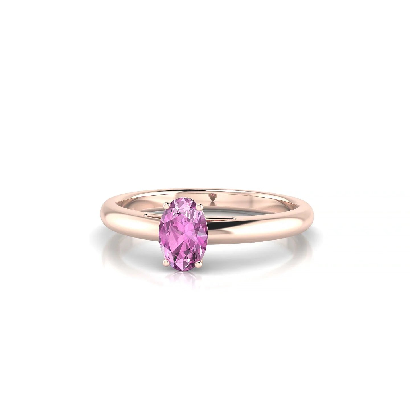Treasure | 18k Rose Gold 6 x 4 mm Oval Pink Sapphire Ring
