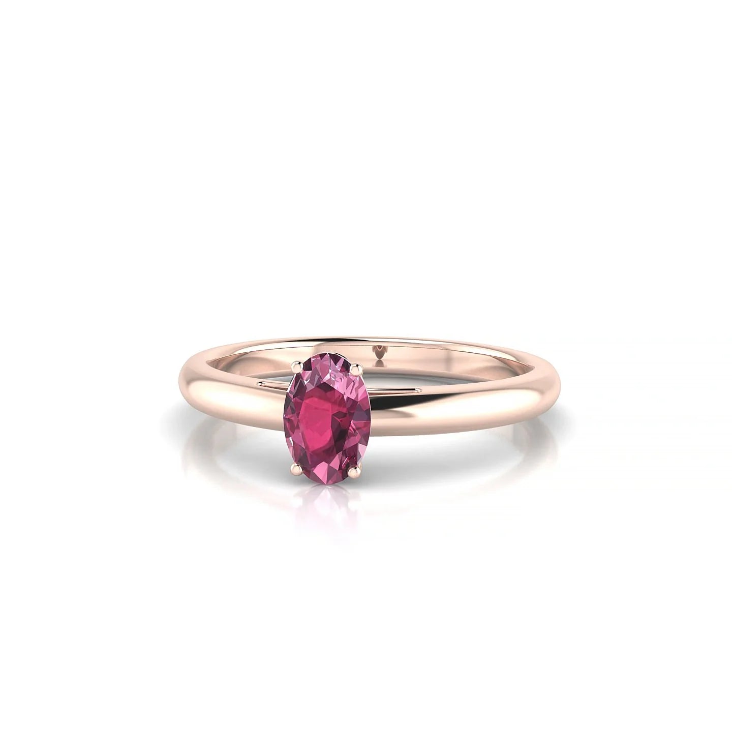 Treasure | 18k Rose Gold 6 x 4 mm Oval Rhodolite Ring