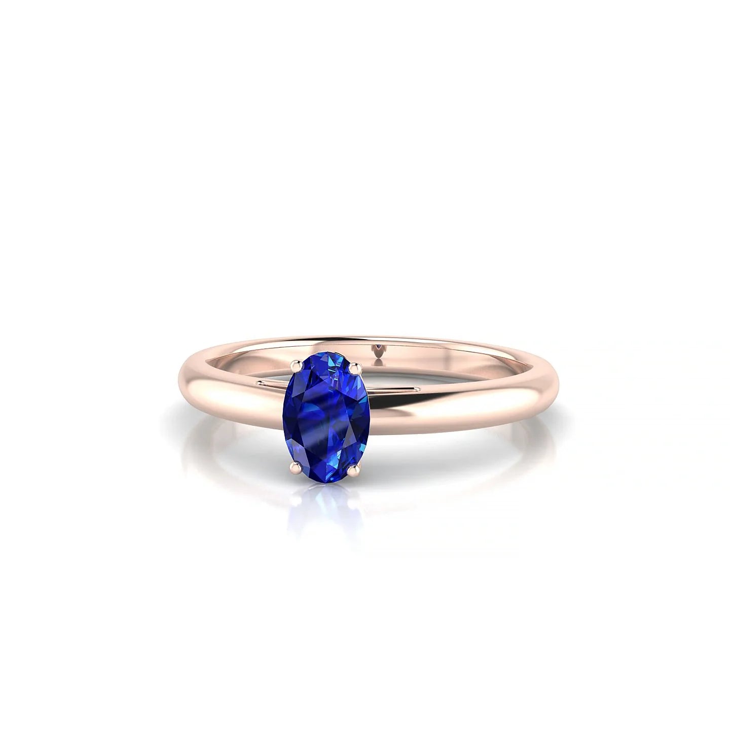Treasure | 18k Rose Gold 6 x 4 mm Oval Sapphire Ring