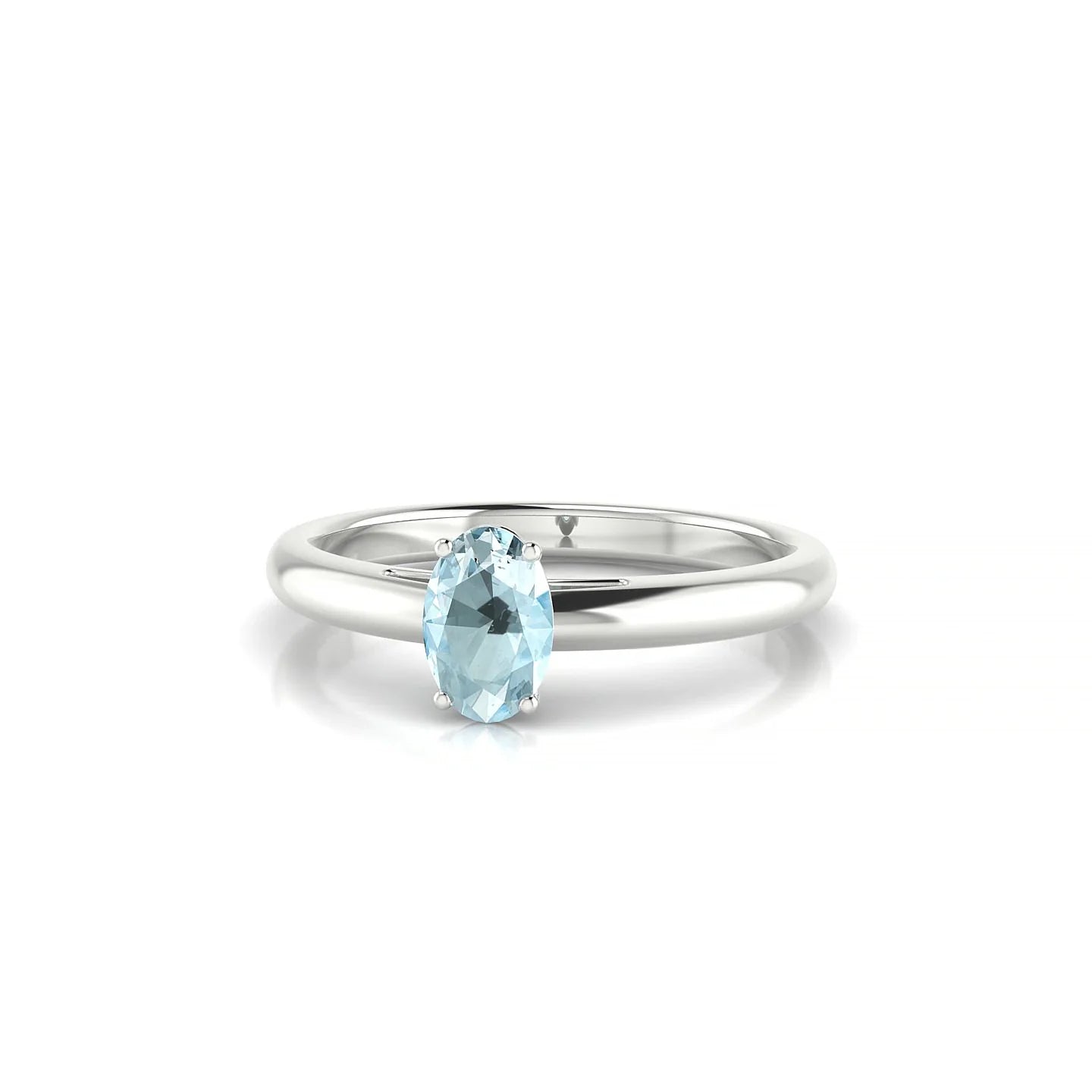 Treasure | 18k White Gold 6 x 4 mm Oval Aquamarine Ring