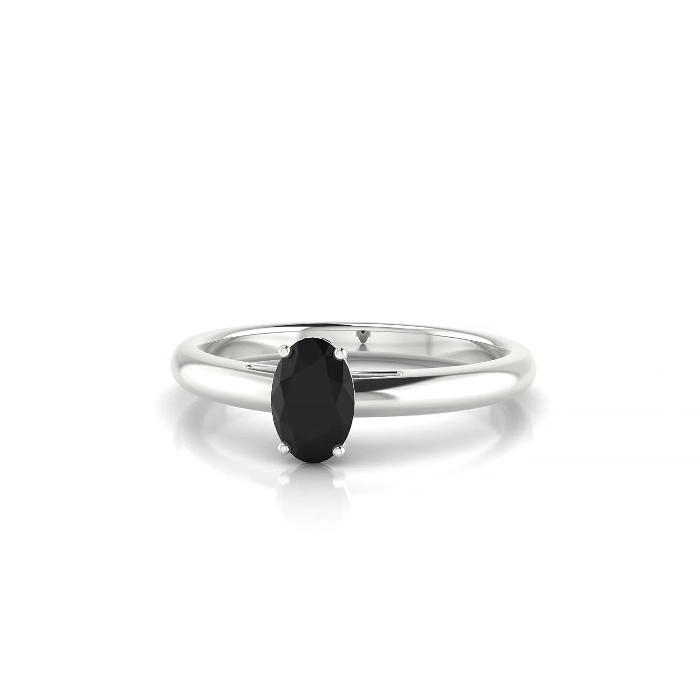 Treasure | 18k White Gold 6 x 4 mm Oval Black Diamond Ring