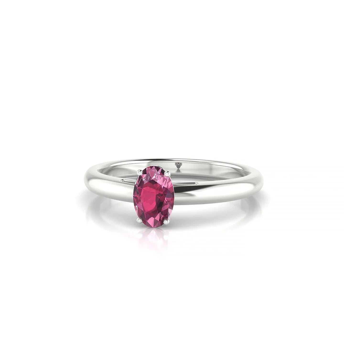 Treasure | 18k White Gold 6 x 4 mm Oval Rhodolite Ring