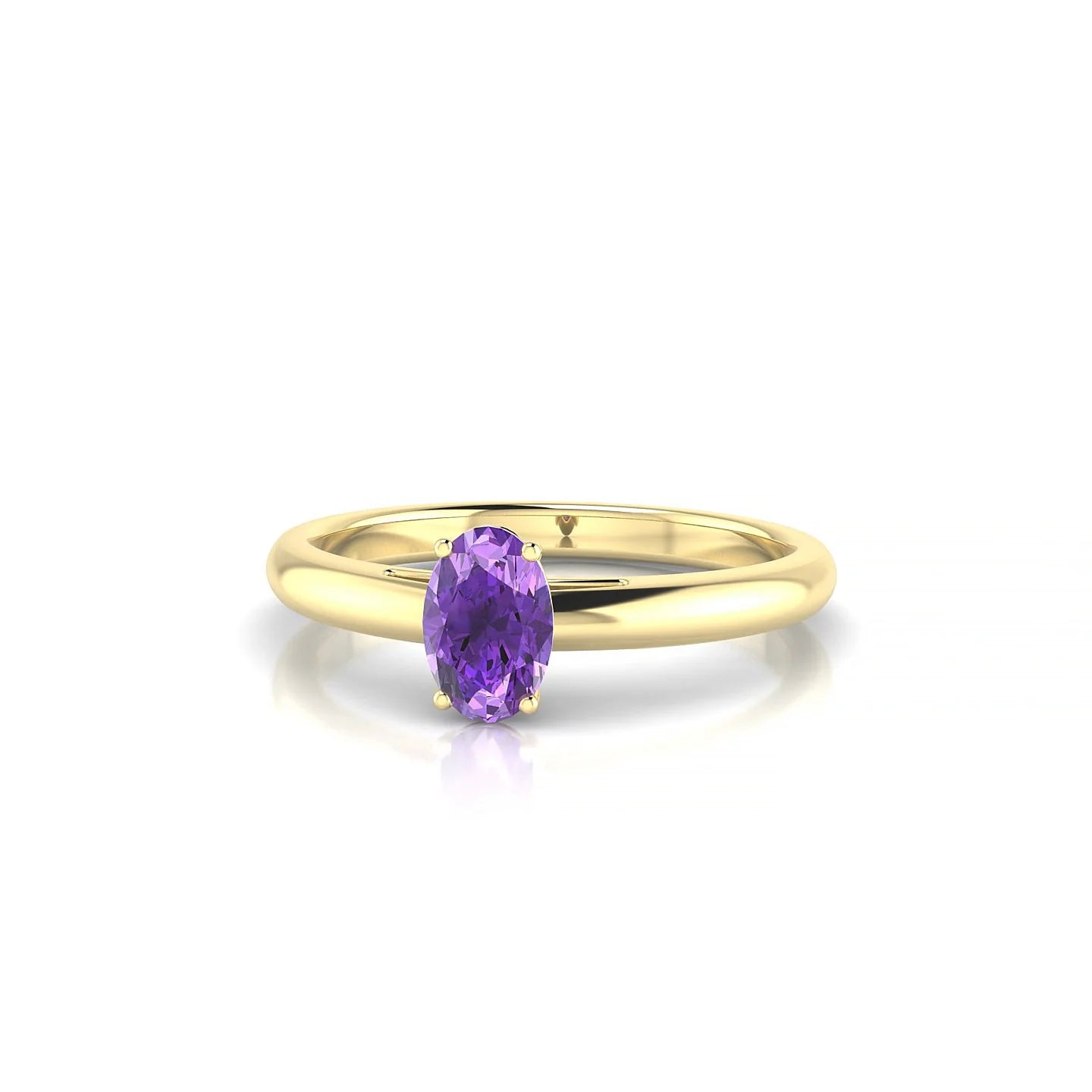 Treasure | 18k Yellow Gold 6 x 4 mm Oval Amethyst Ring