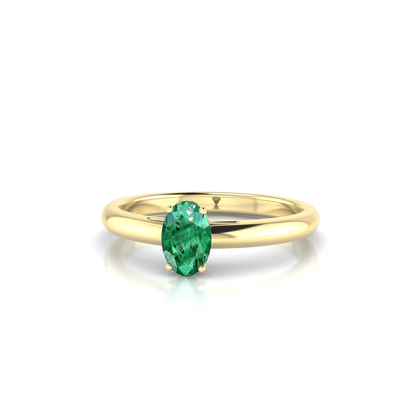 Treasure | 18k Yellow Gold 6 x 4 mm Oval Emerald Ring