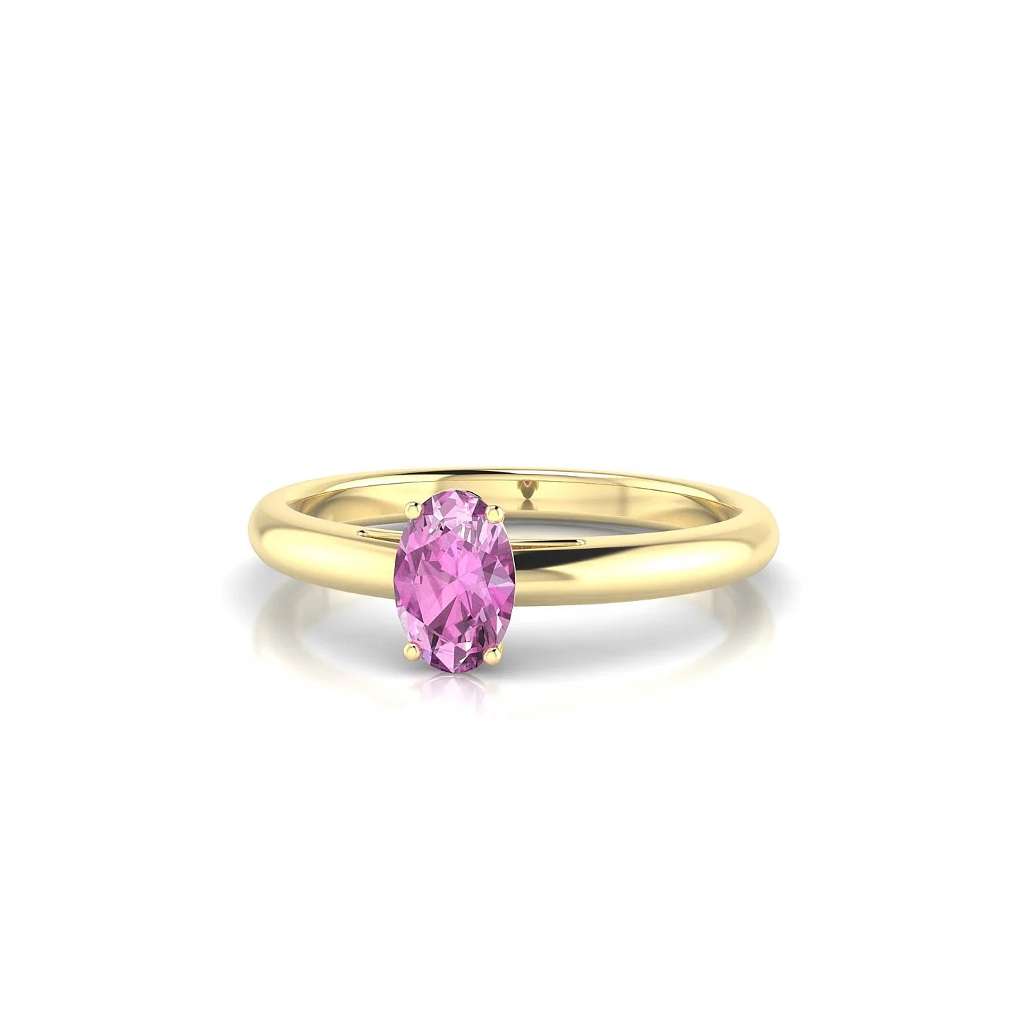 Treasure | 18k Yellow Gold 6 x 4 mm Oval Pink Sapphire Ring