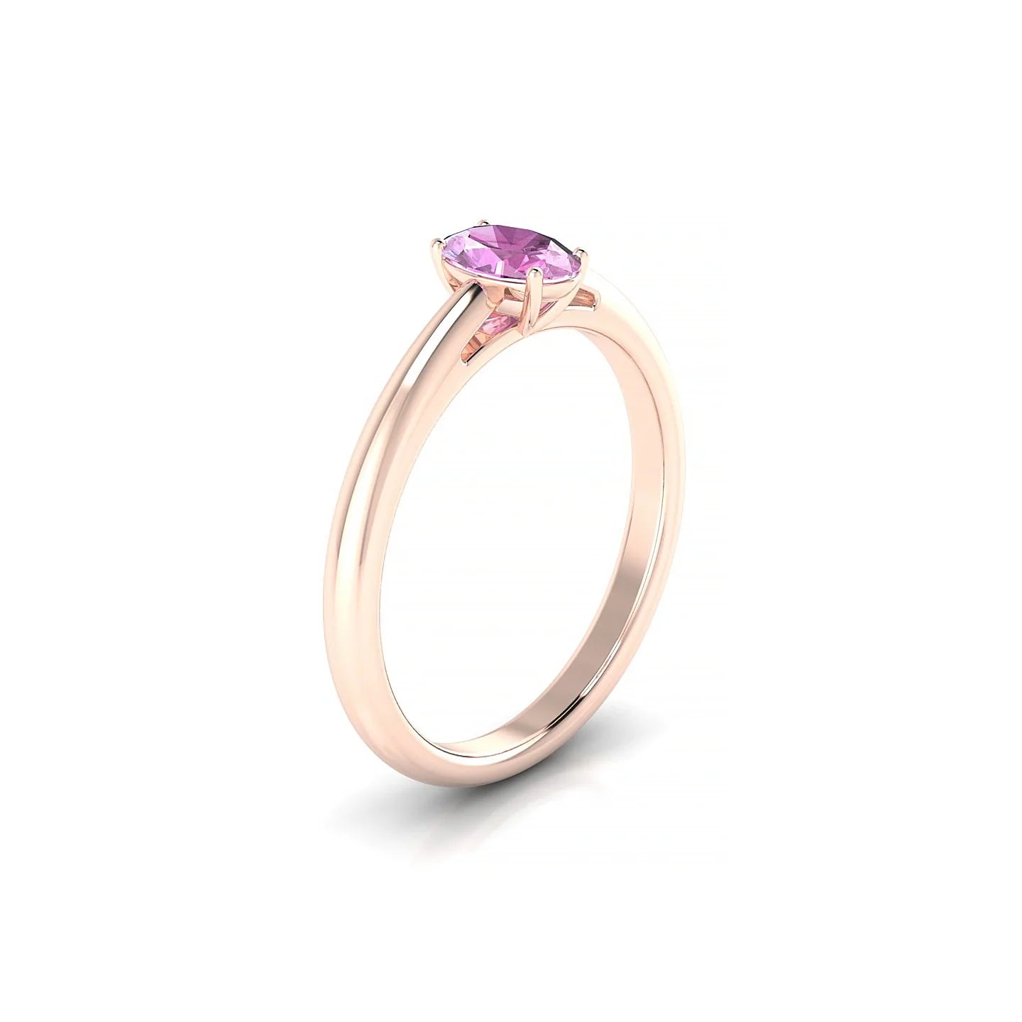 Treasure | 18k Rose Gold 6 x 4 mm Oval Pink Sapphire Ring