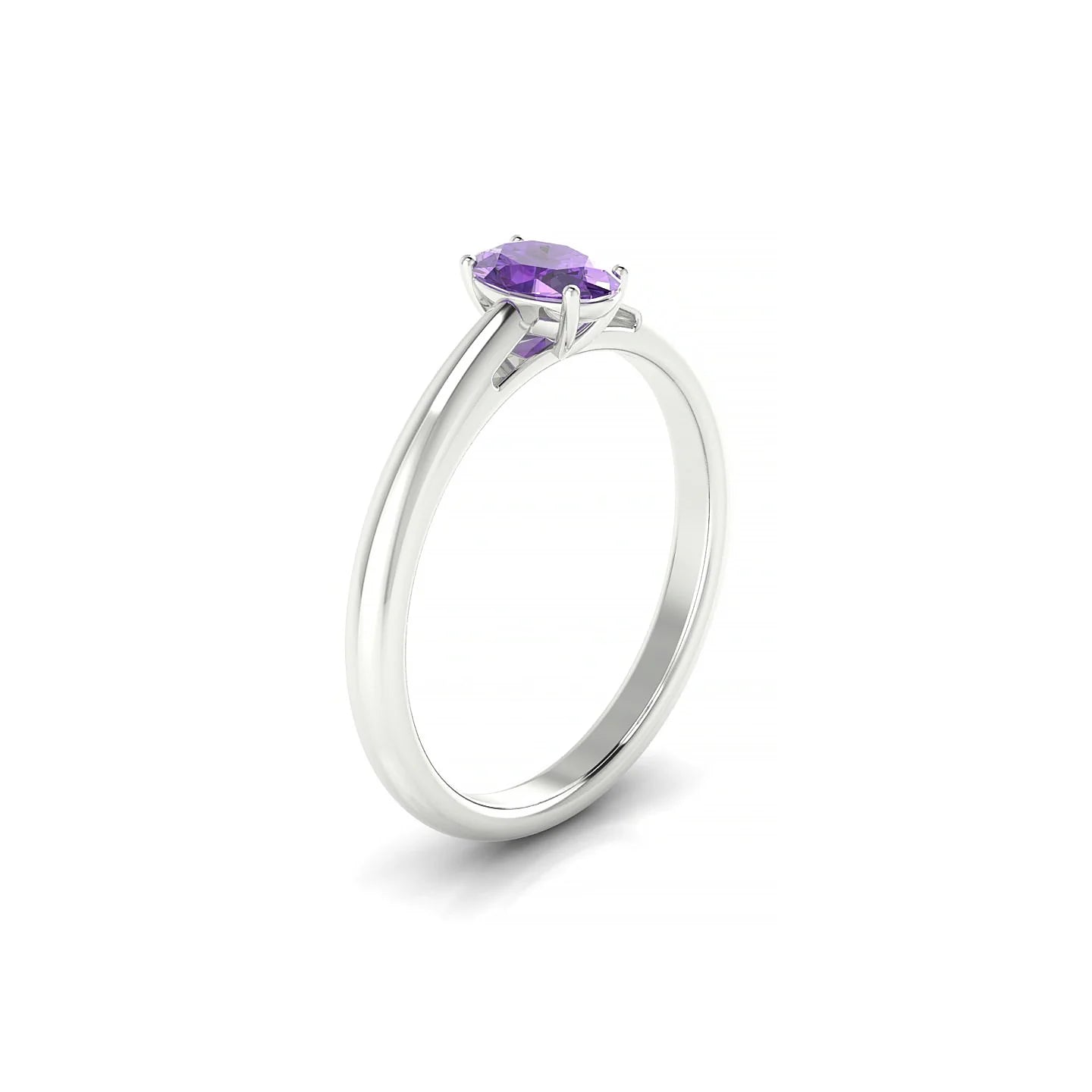 Treasure | 18k White Gold 6 x 4 mm Oval Amethyst Ring