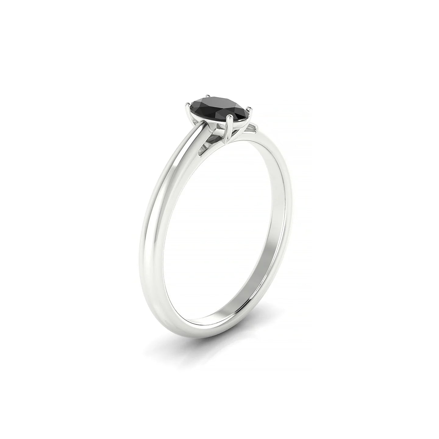 Treasure | 18k White Gold 6 x 4 mm Oval Black Diamond Ring