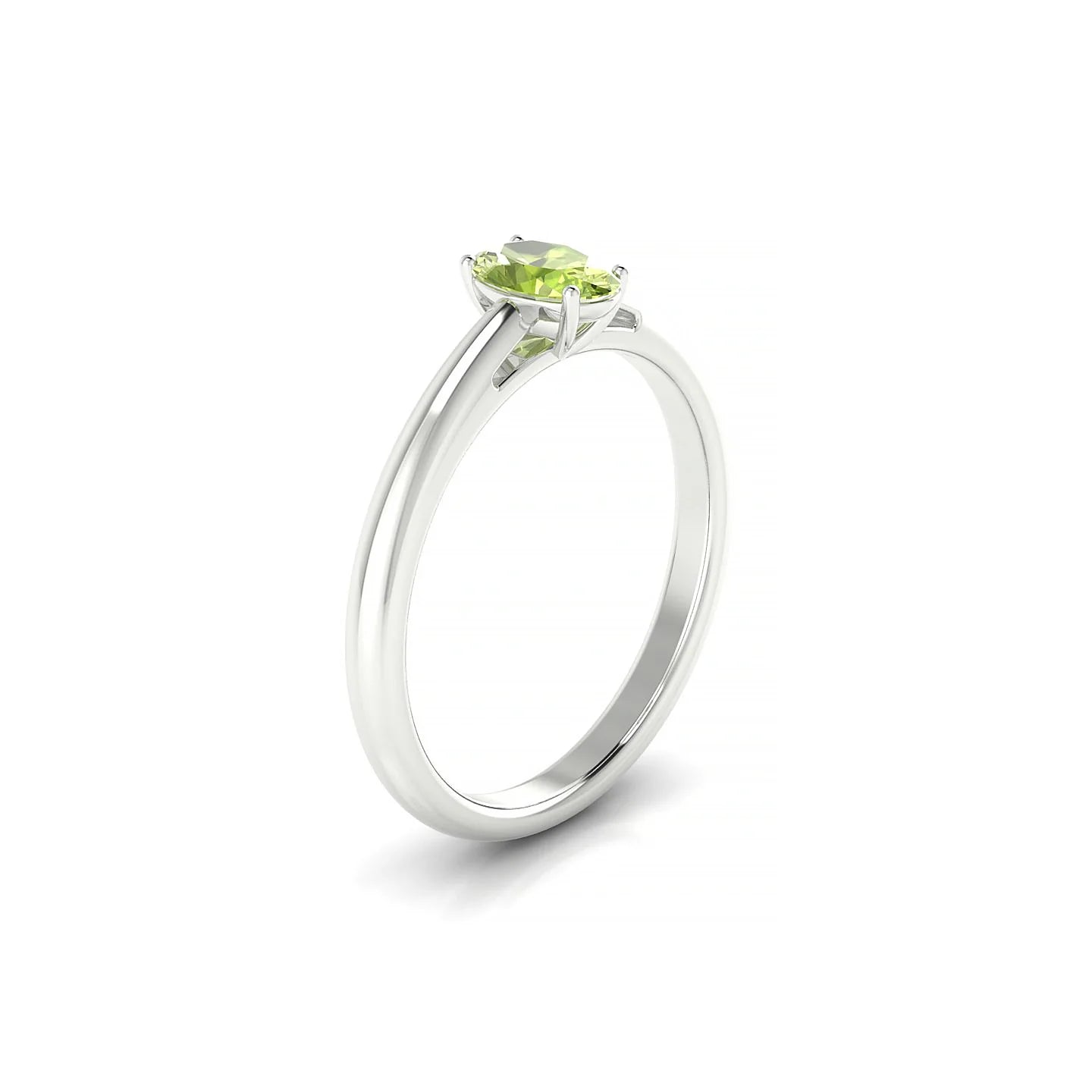 Treasure | 18k White Gold 6 x 4 mm Oval Peridot Ring