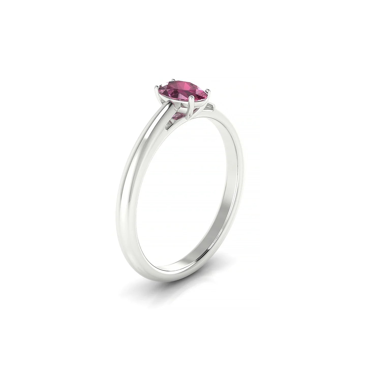Treasure | 18k White Gold 6 x 4 mm Oval Rhodolite Ring