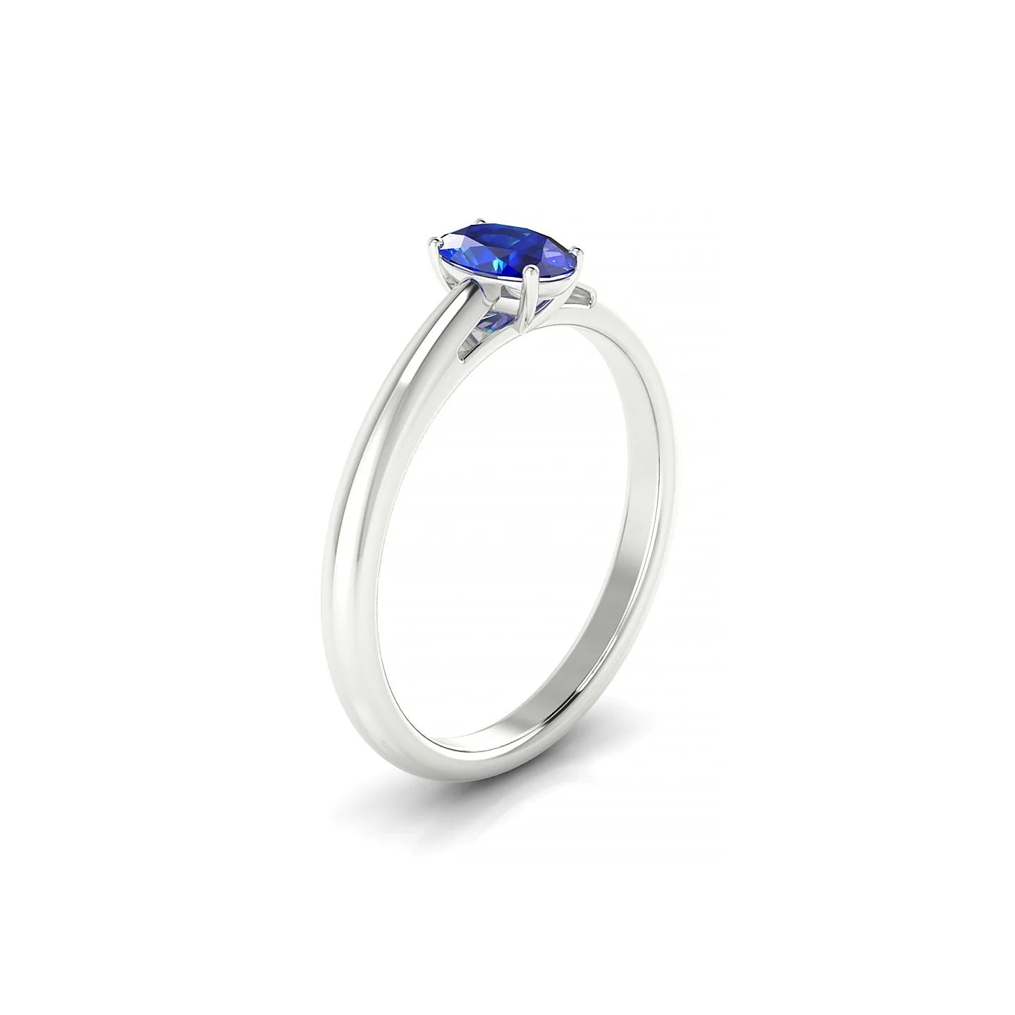 Treasure | 18k White Gold 6 x 4 mm Oval Sapphire Ring