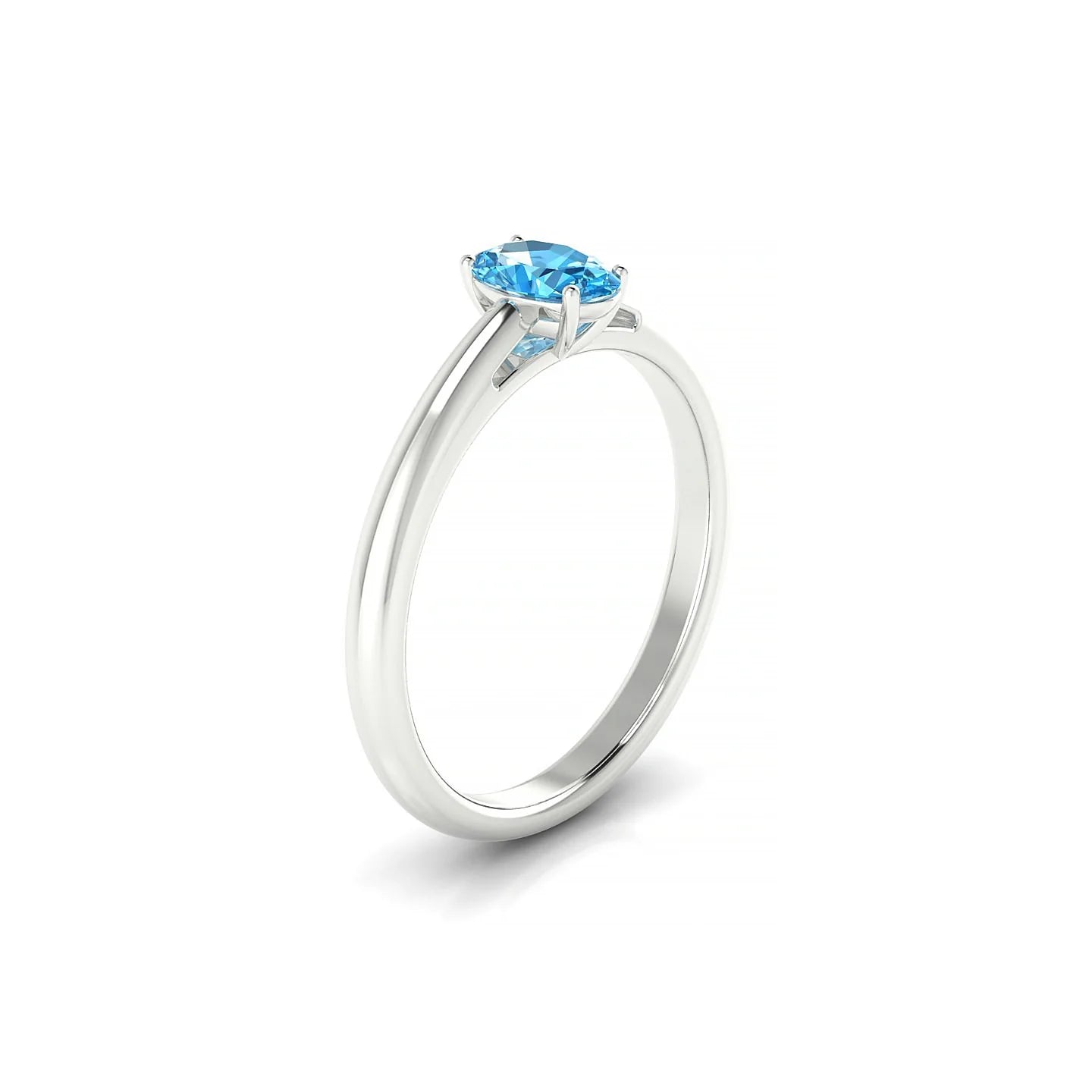 Treasure | 18k White Gold 6 x 4 mm Oval Topaz Ring