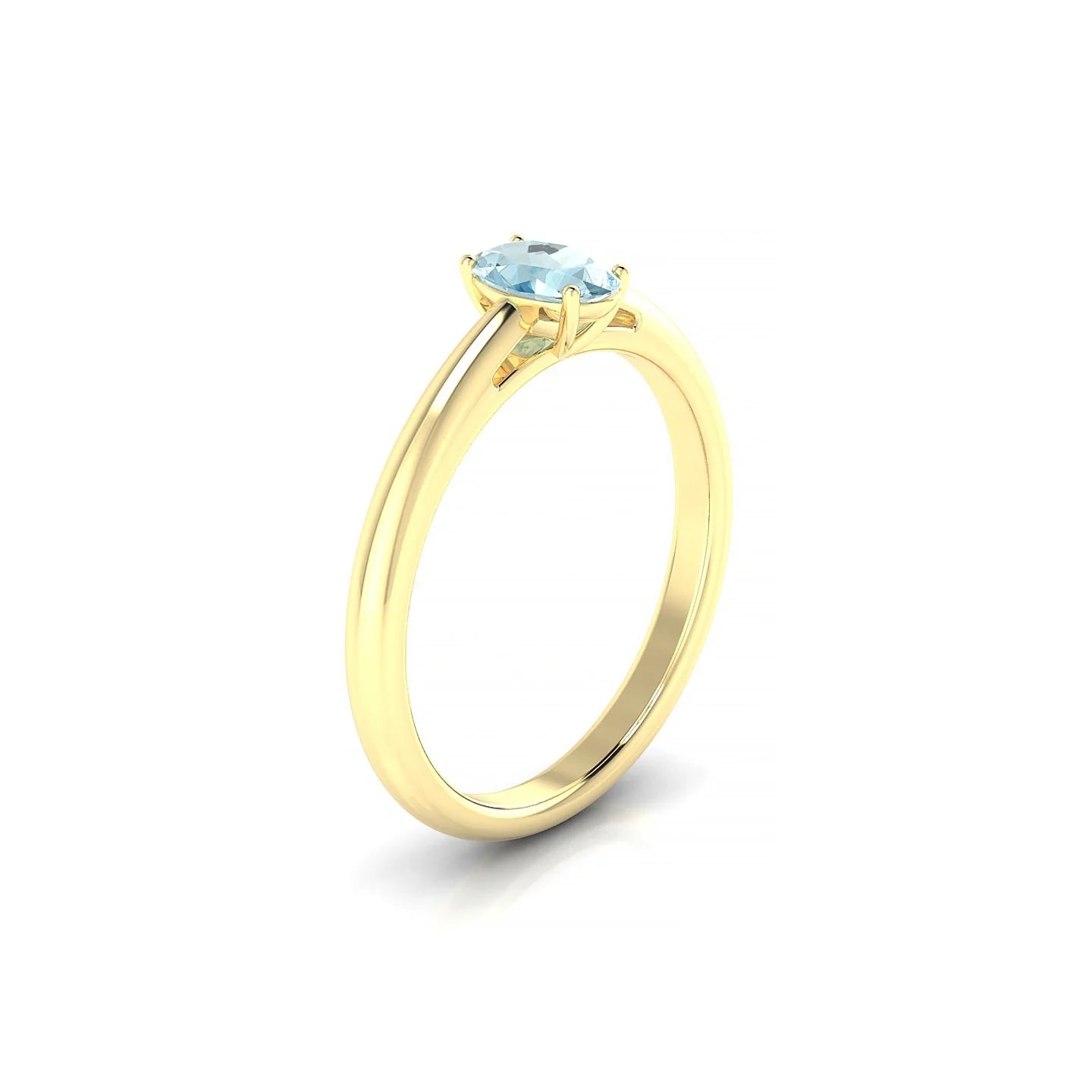 Treasure | 18k Yellow Gold 6 x 4 mm Oval Aquamarine Ring