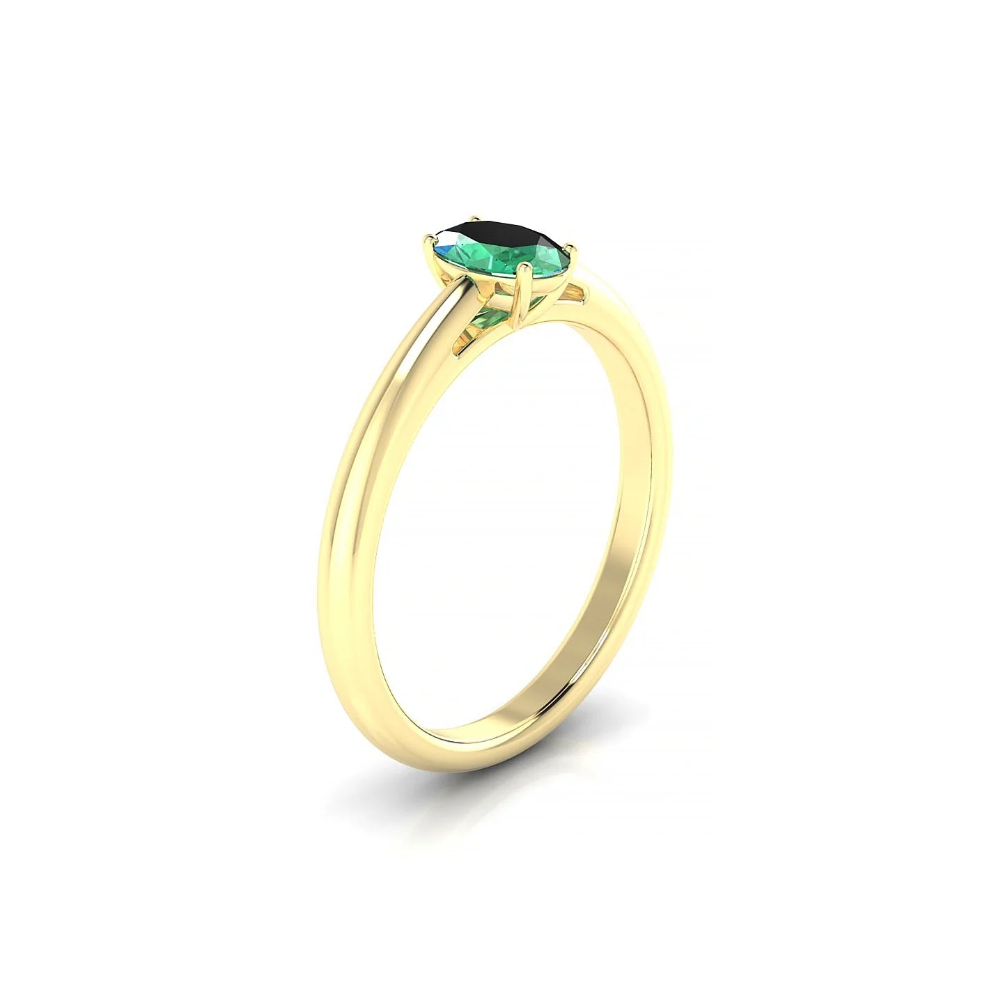 Treasure | 18k Yellow Gold 6 x 4 mm Oval Emerald Ring