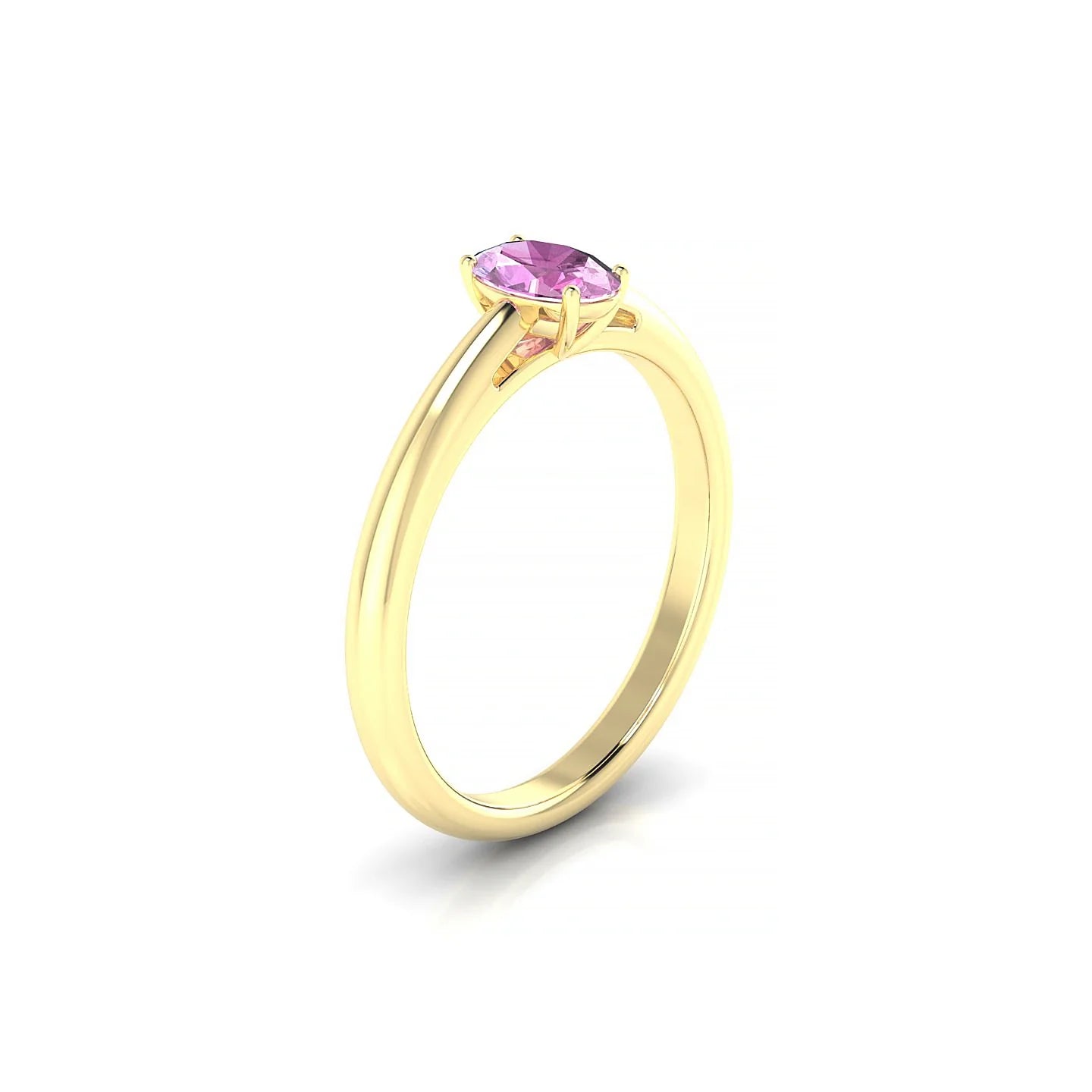 Treasure | 18k Yellow Gold 6 x 4 mm Oval Pink Sapphire Ring