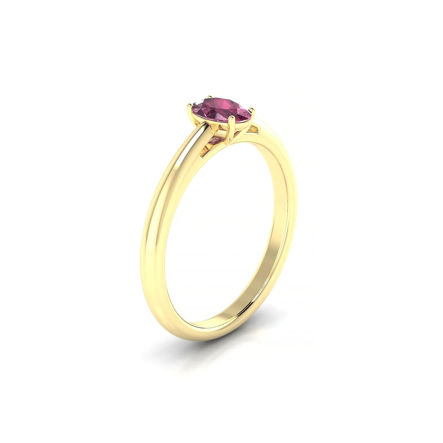 Treasure | 18k Yellow Gold 6 x 4 mm Oval Rhodolite Ring