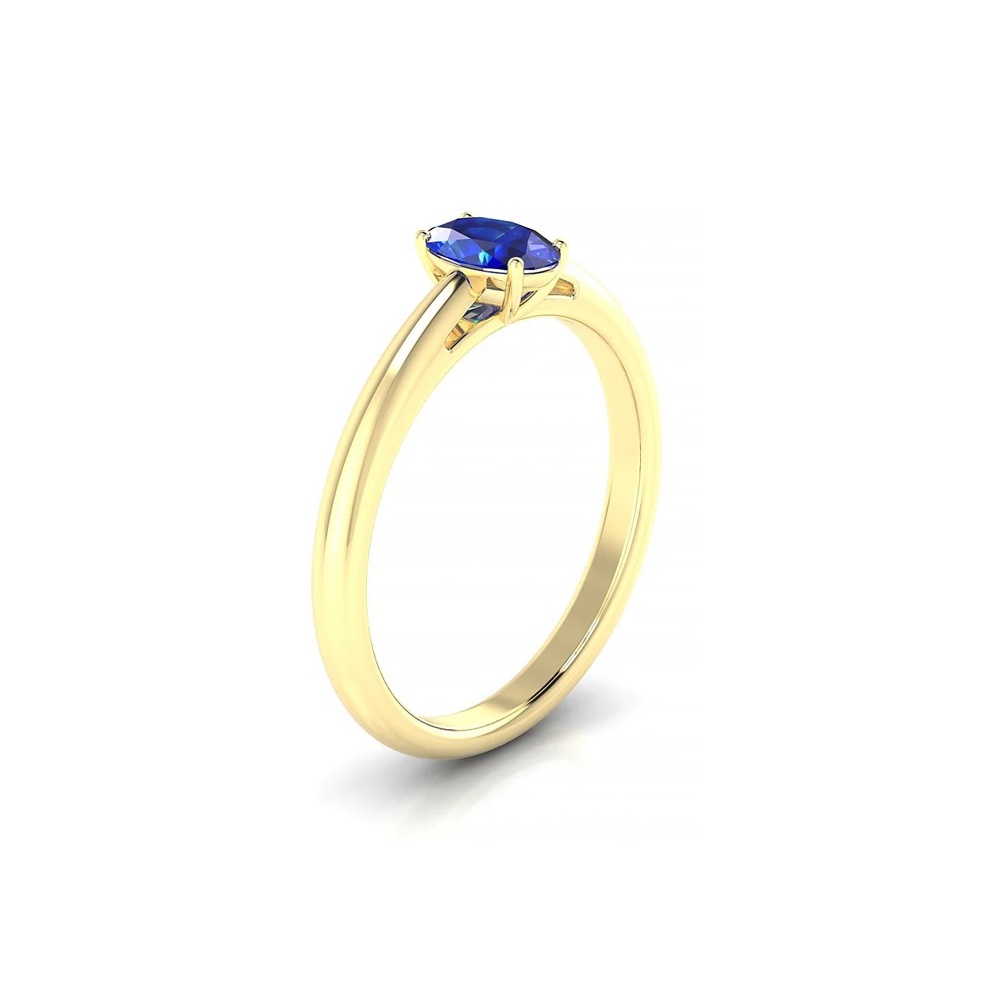 Treasure | 18k Yellow Gold 6 x 4 mm Oval Sapphire Ring