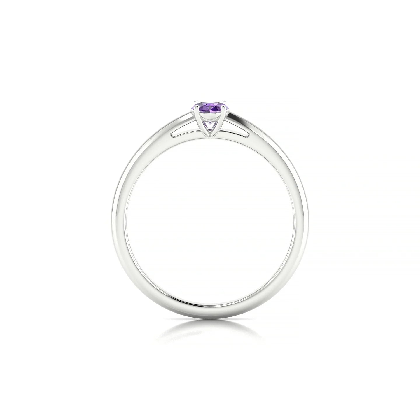 Treasure | 18k White Gold 6 x 4 mm Oval Amethyst Ring