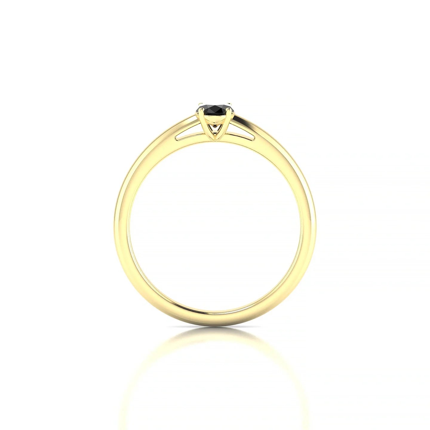 Treasure | 18k Yellow Gold 6 x 4 mm Oval Black Diamond Ring
