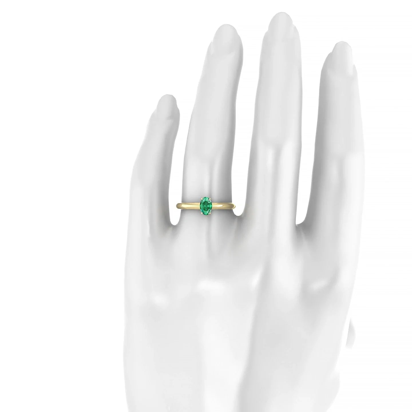 Treasure | 18k Yellow Gold 6 x 4 mm Oval Emerald Ring