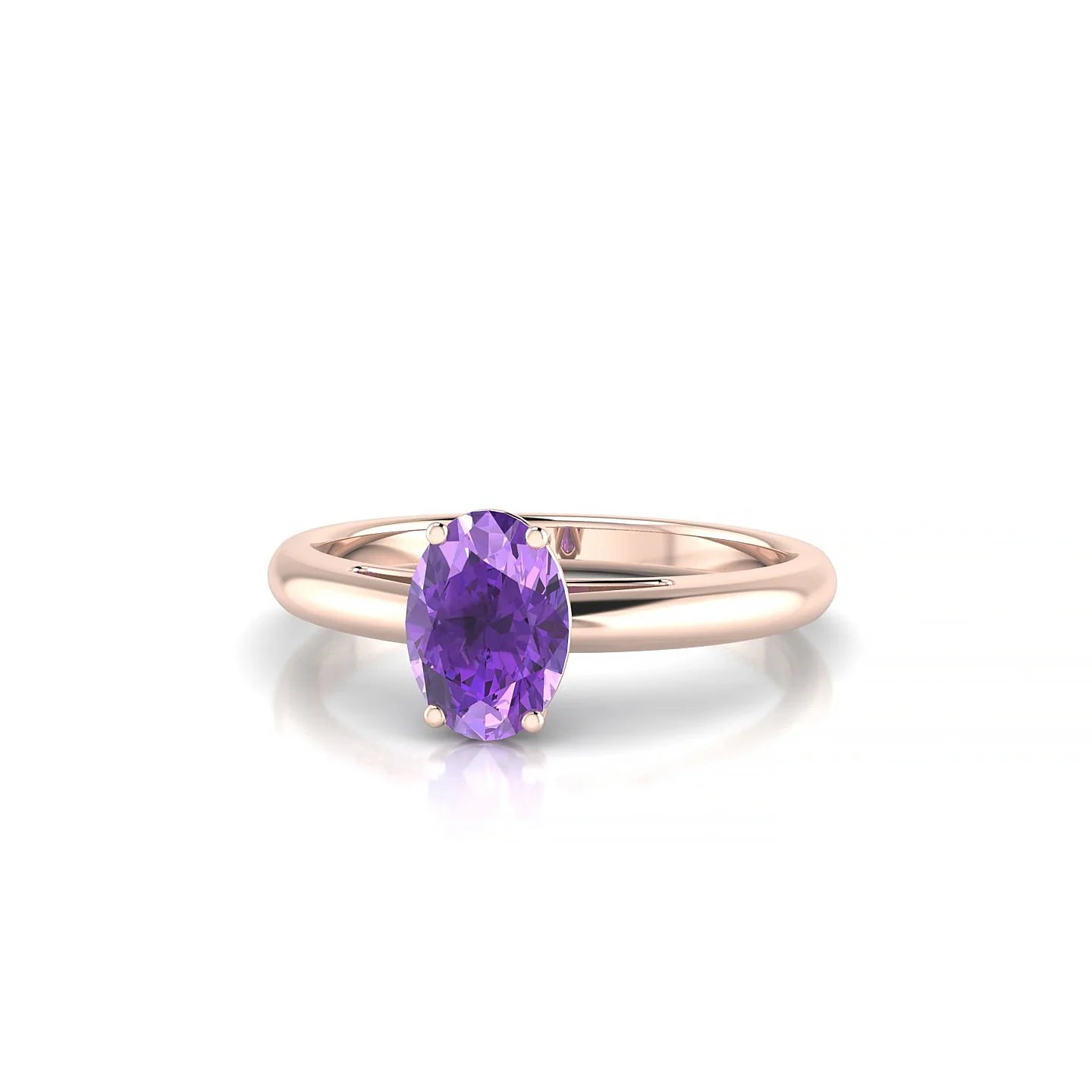 Treasure | 18k Rose Gold 7 x 5 mm Oval Amethyst Ring