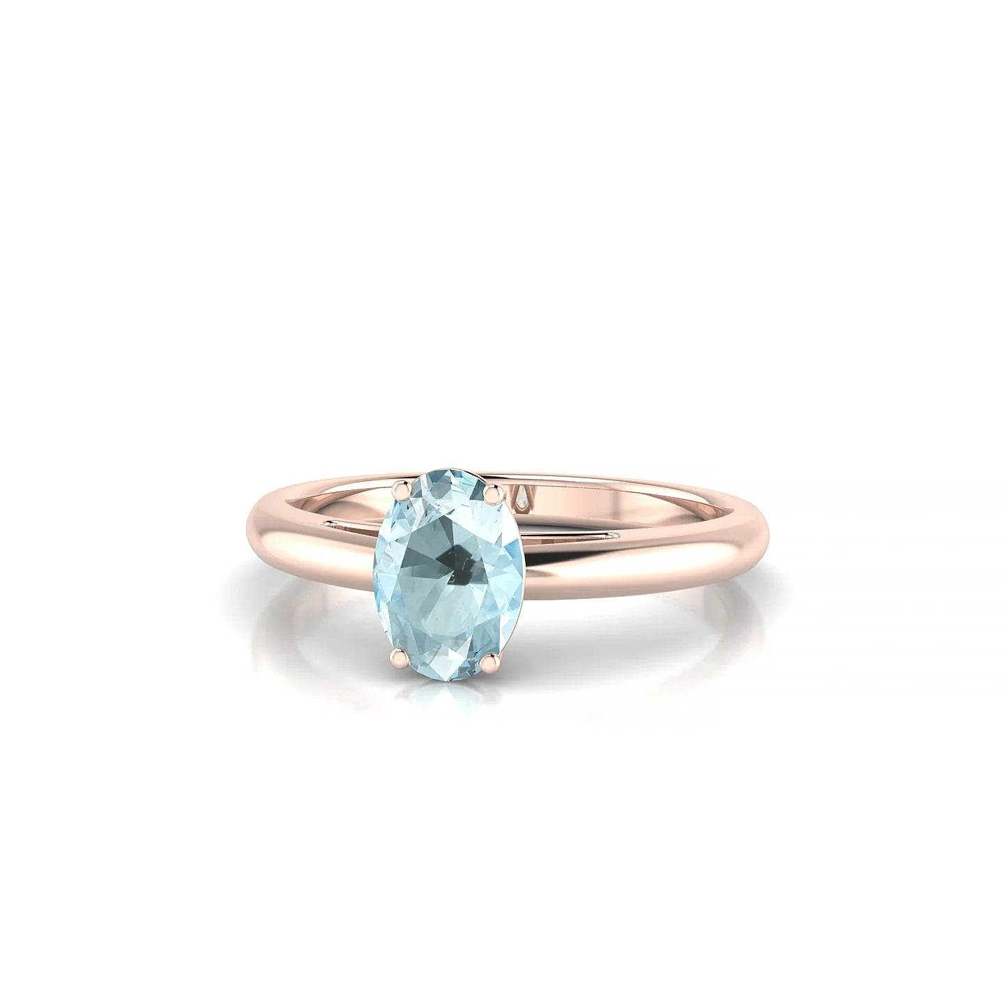 Treasure | 18k Rose Gold 7 x 5 mm Oval Aquamarine Ring