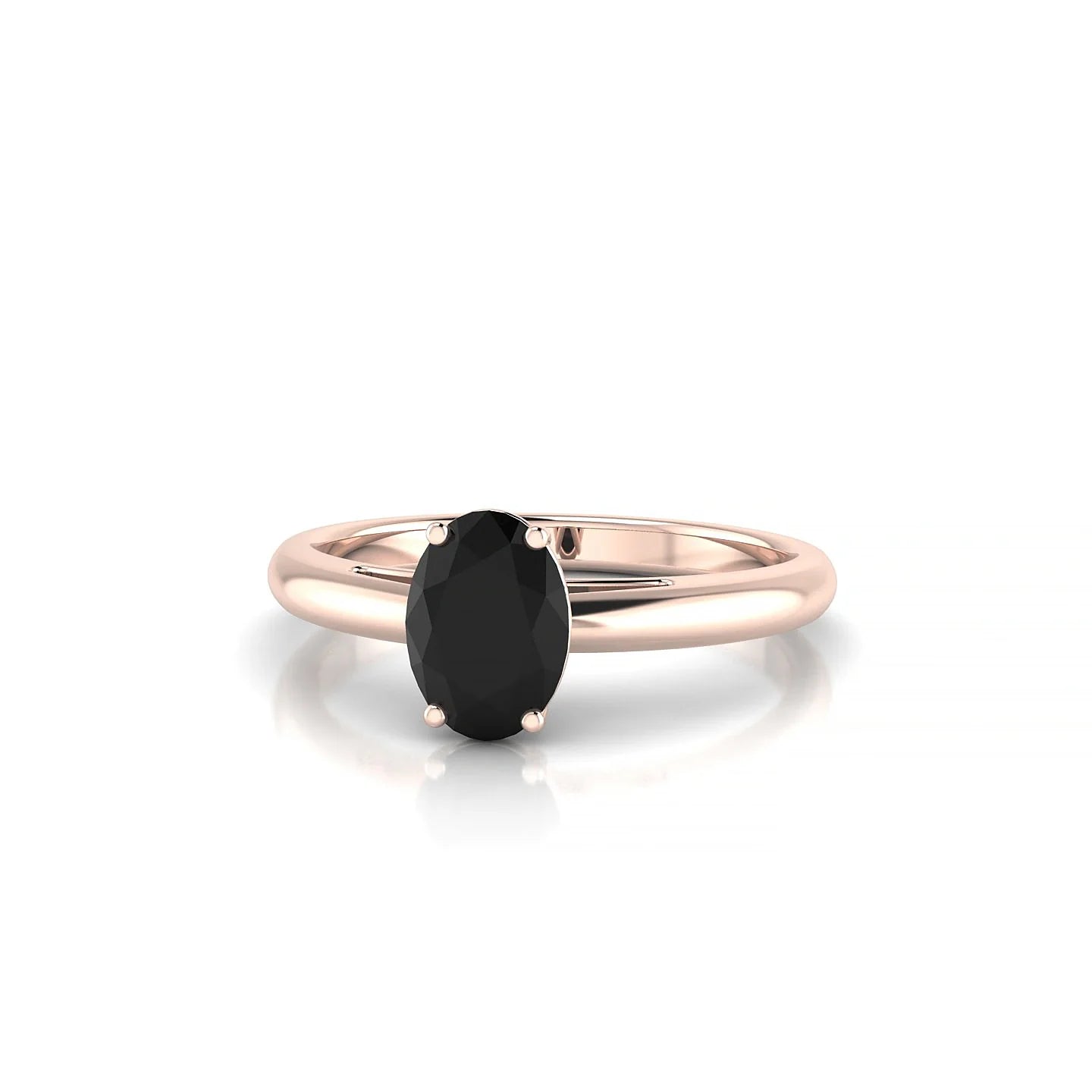 Treasure | 18k Rose Gold 7 x 5 mm Oval Black Diamond Ring