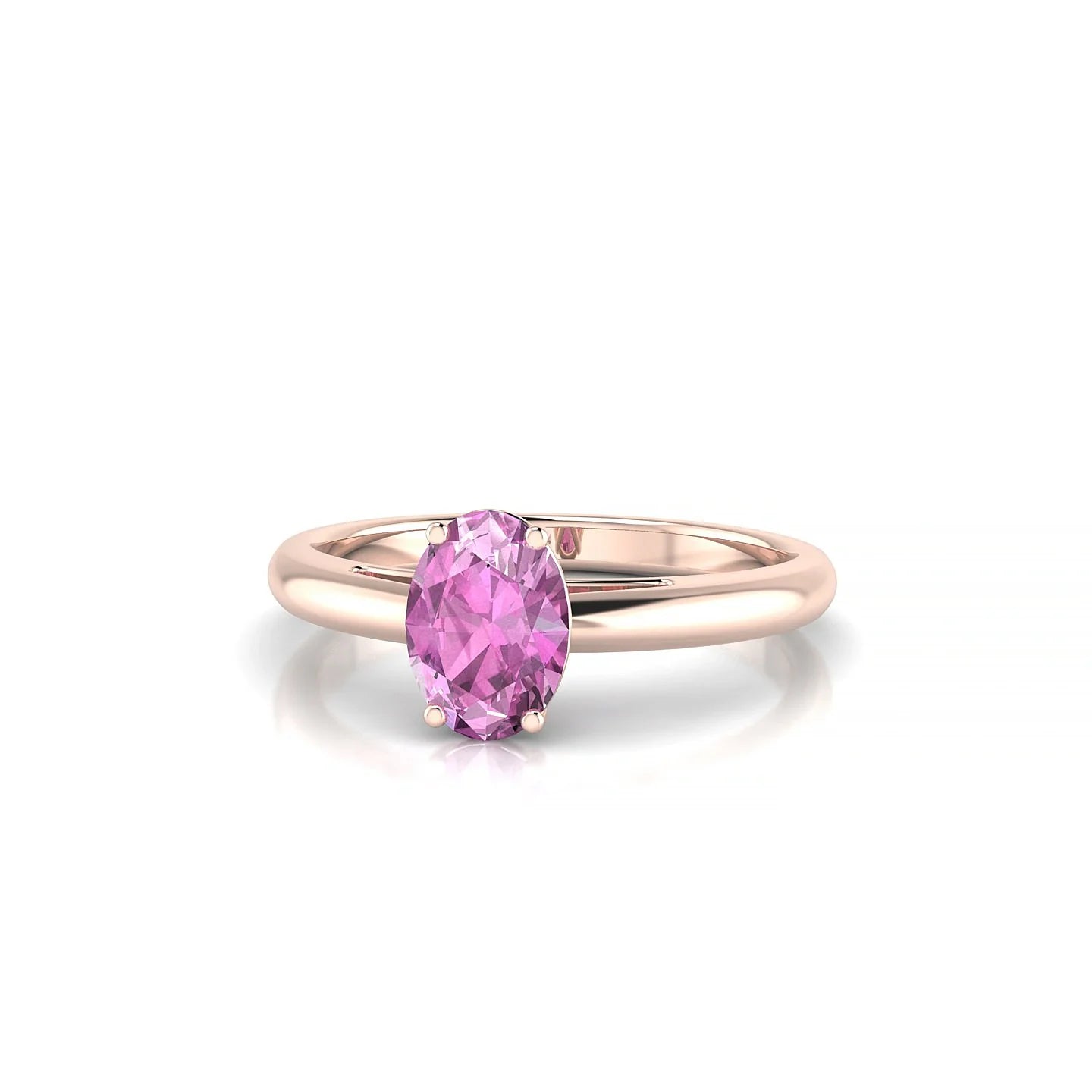 Treasure | 18k Rose Gold 7 x 5 mm Oval Pink Sapphire Ring