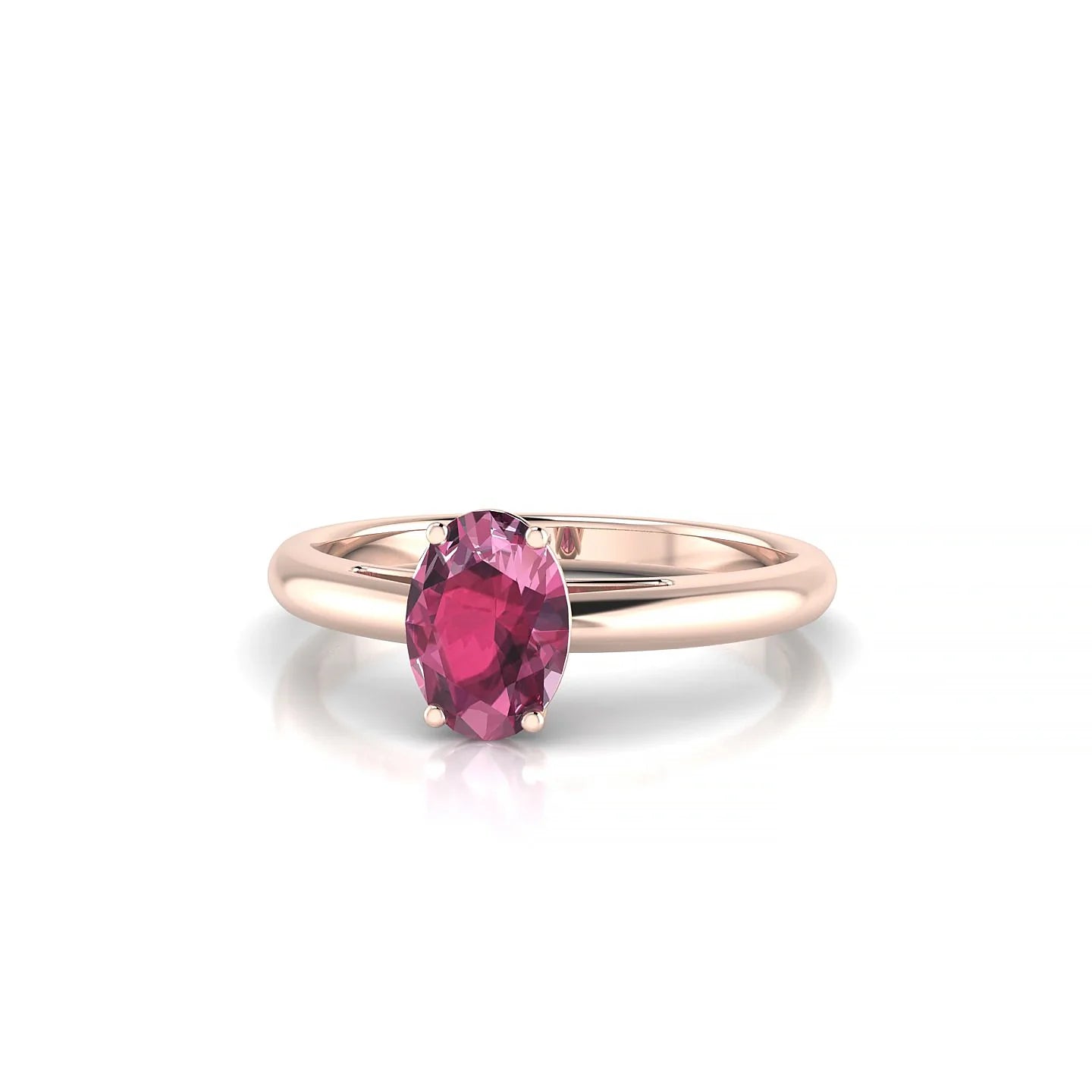 Treasure | 18k Rose Gold 7 x 5 mm Oval Rhodolite Ring