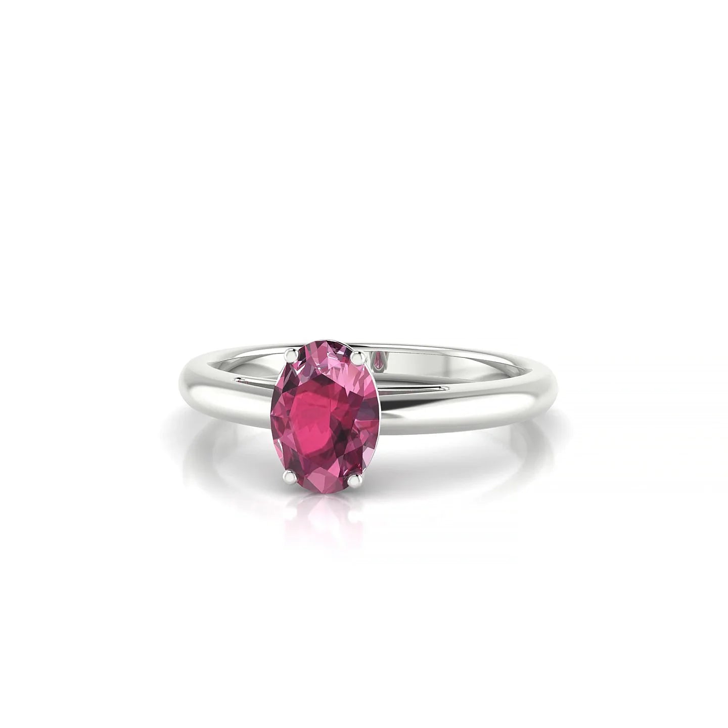 Treasure | 18k White Gold 7 x 5 mm Oval Rhodolite Ring