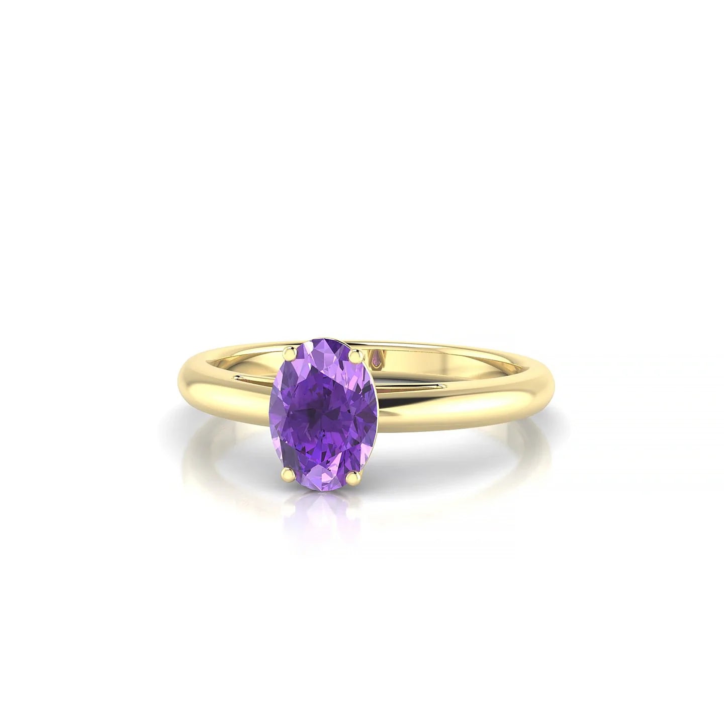 Treasure | 18k Yellow Gold 7 x 5 mm Oval Amethyst Ring