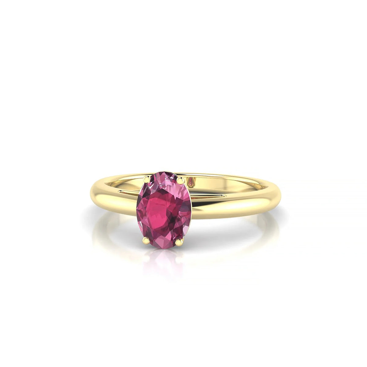 Treasure | 18k Yellow Gold 7 x 5 mm Oval Rhodolite Ring
