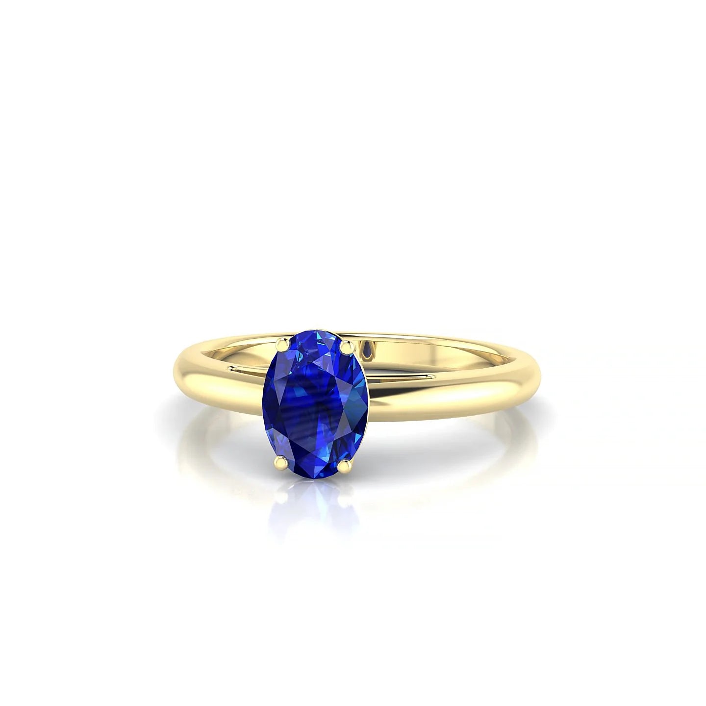 Treasure | 18k Yellow Gold 7 x 5 mm Oval Sapphire Ring