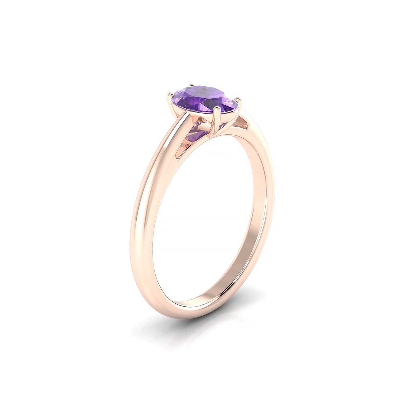 Treasure | 18k Rose Gold 7 x 5 mm Oval Amethyst Ring